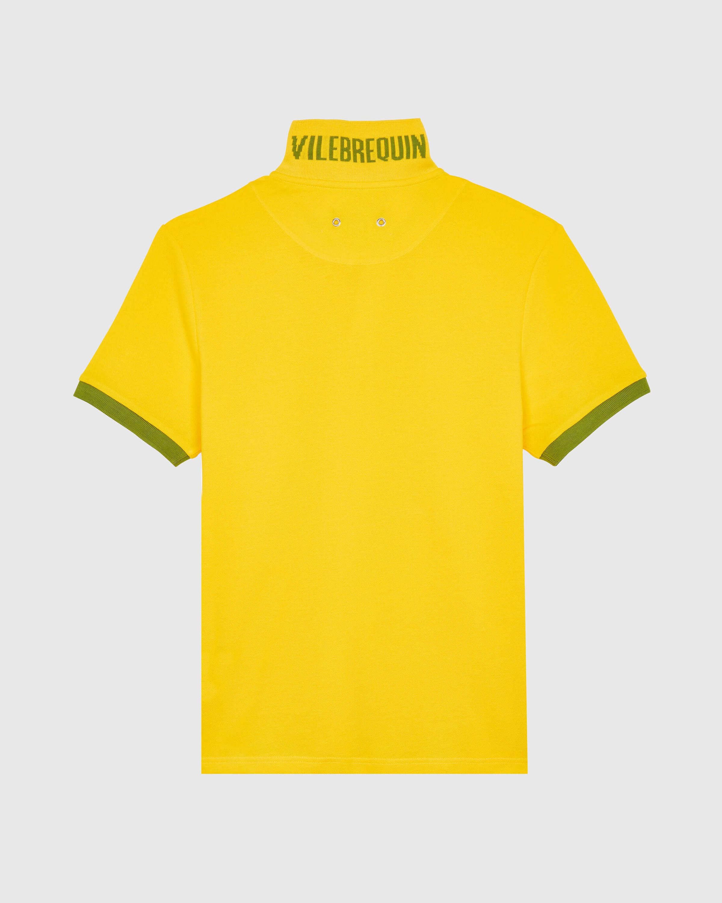 Men Organic Cotton Pique Polo Shirt Solid SUN back view