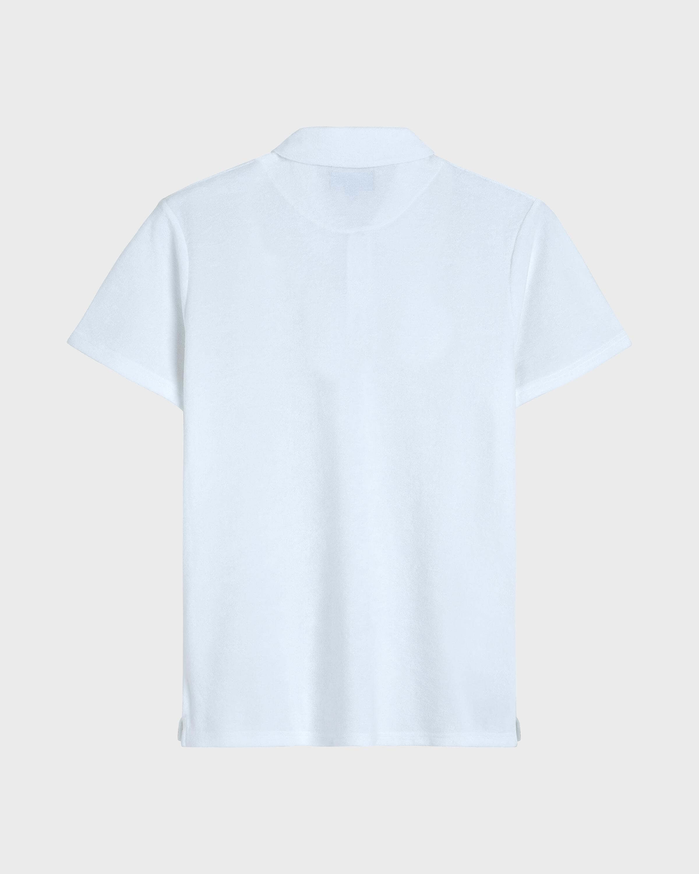 Men Terry Polo Shirt Solid WHITE back view