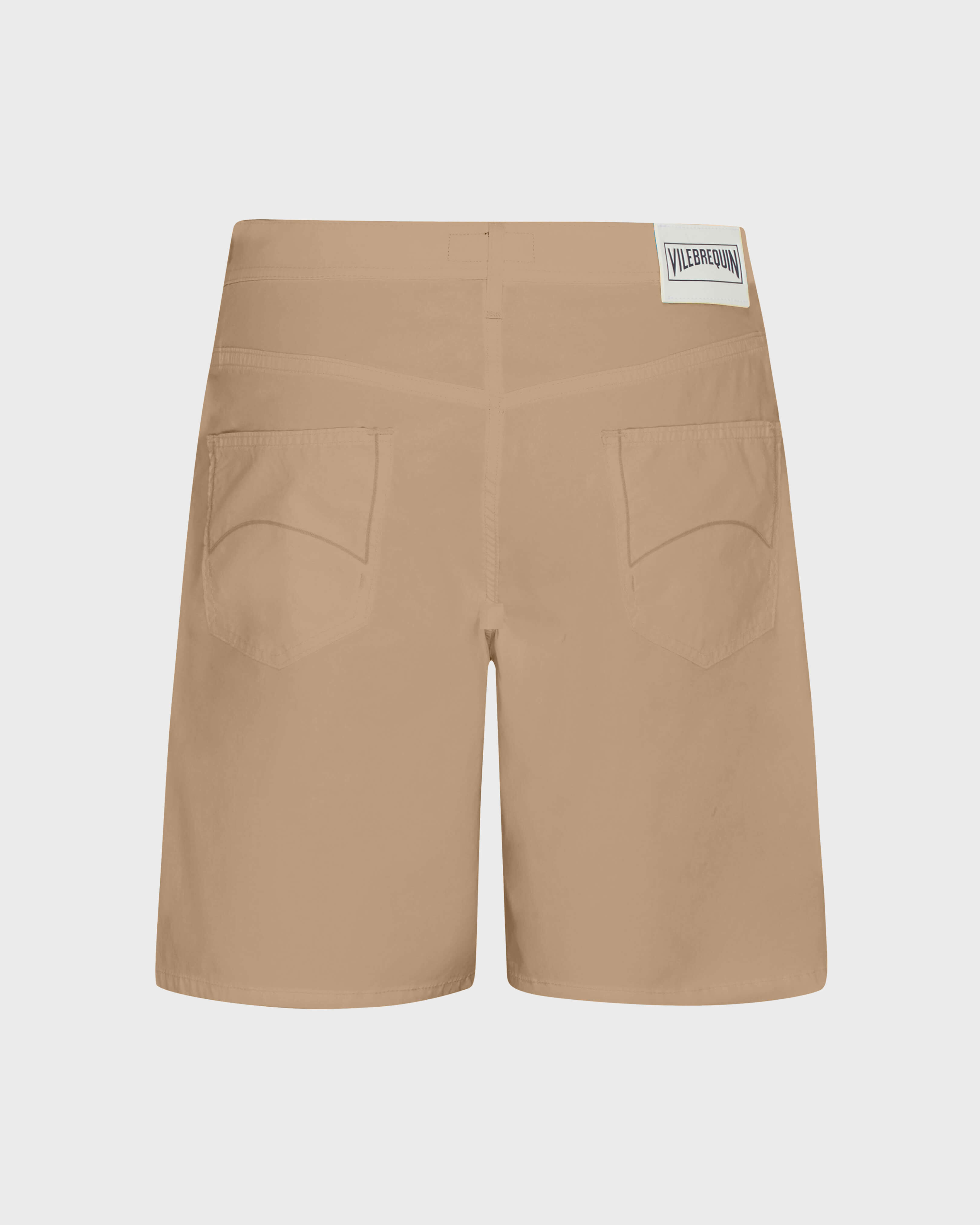 Men Cotton Bermuda Shorts Solid SAND back view
