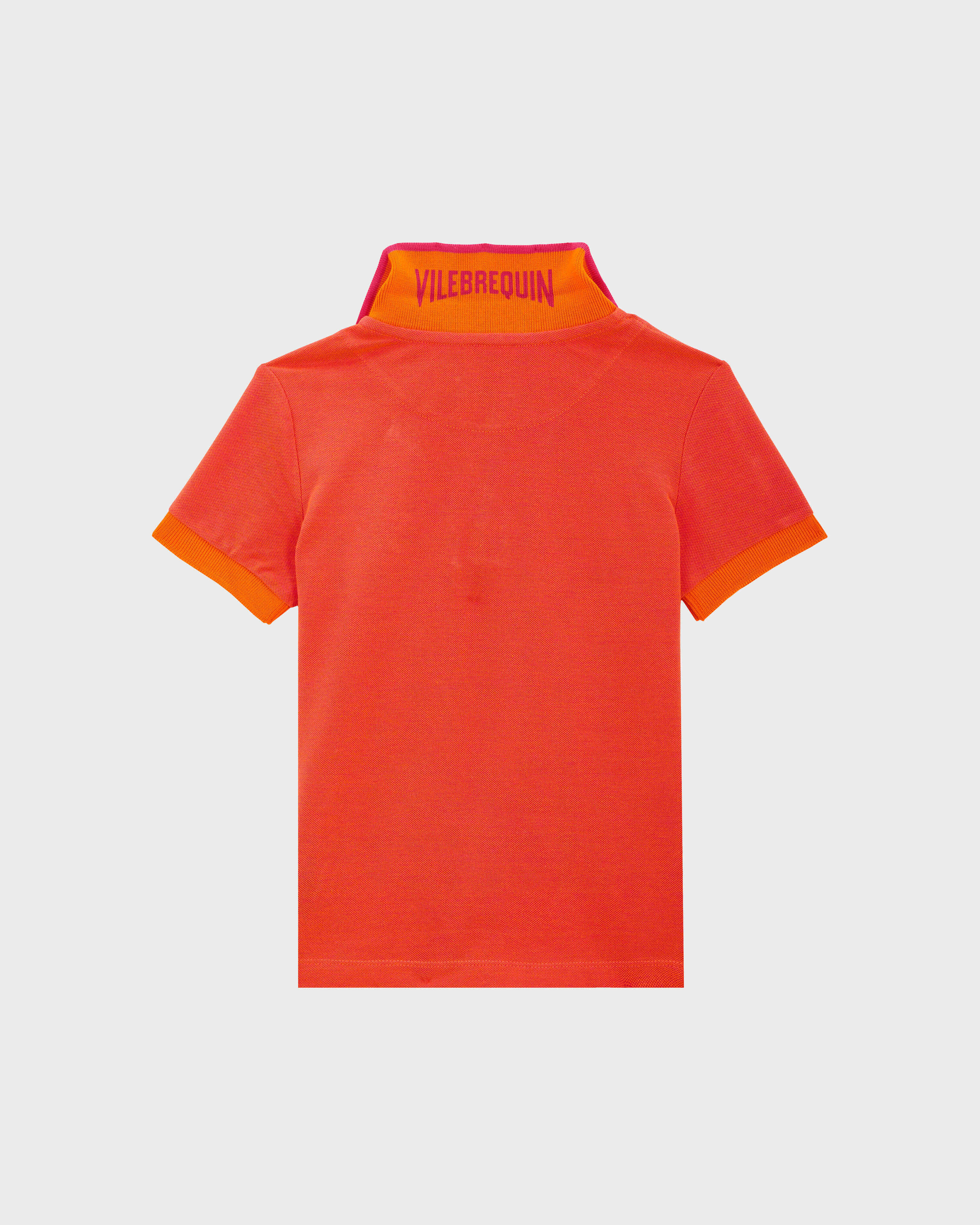 Polo en piqué de algodón de color liso para niño ALBARICOQUE back view