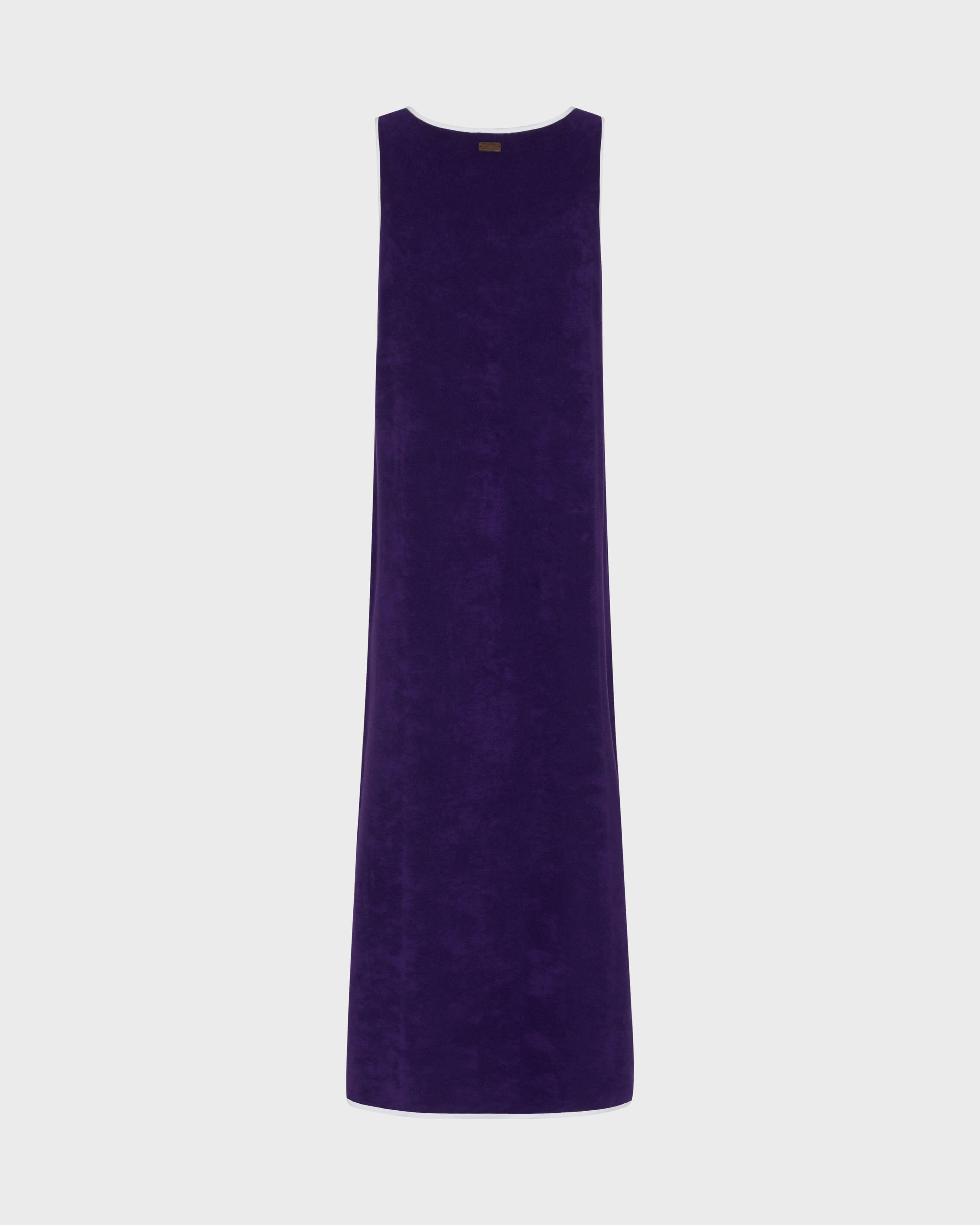 Women Terry Long Tank Dress Solid VIOLETTE back view