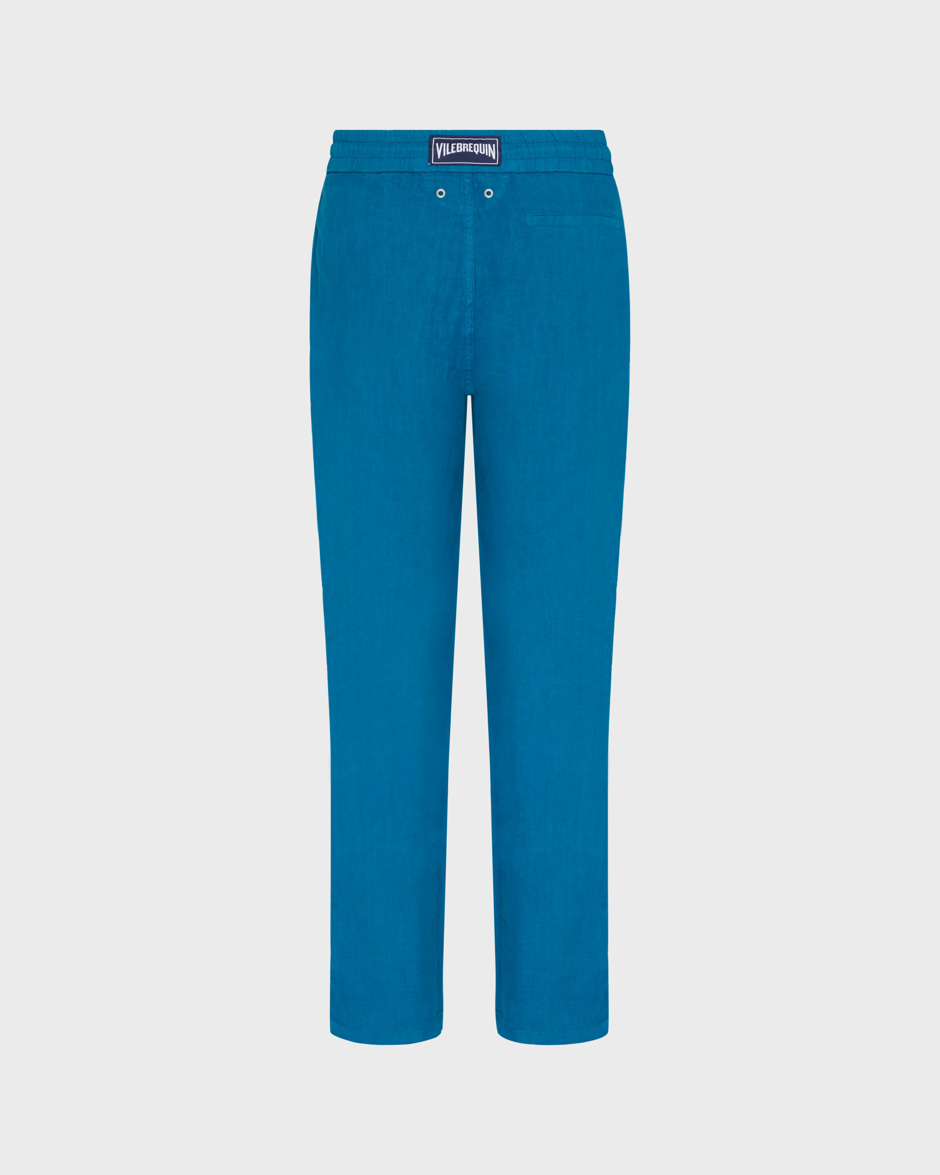 Solid gerade geschnittene Leinenhose für Herren PEACOCK back view