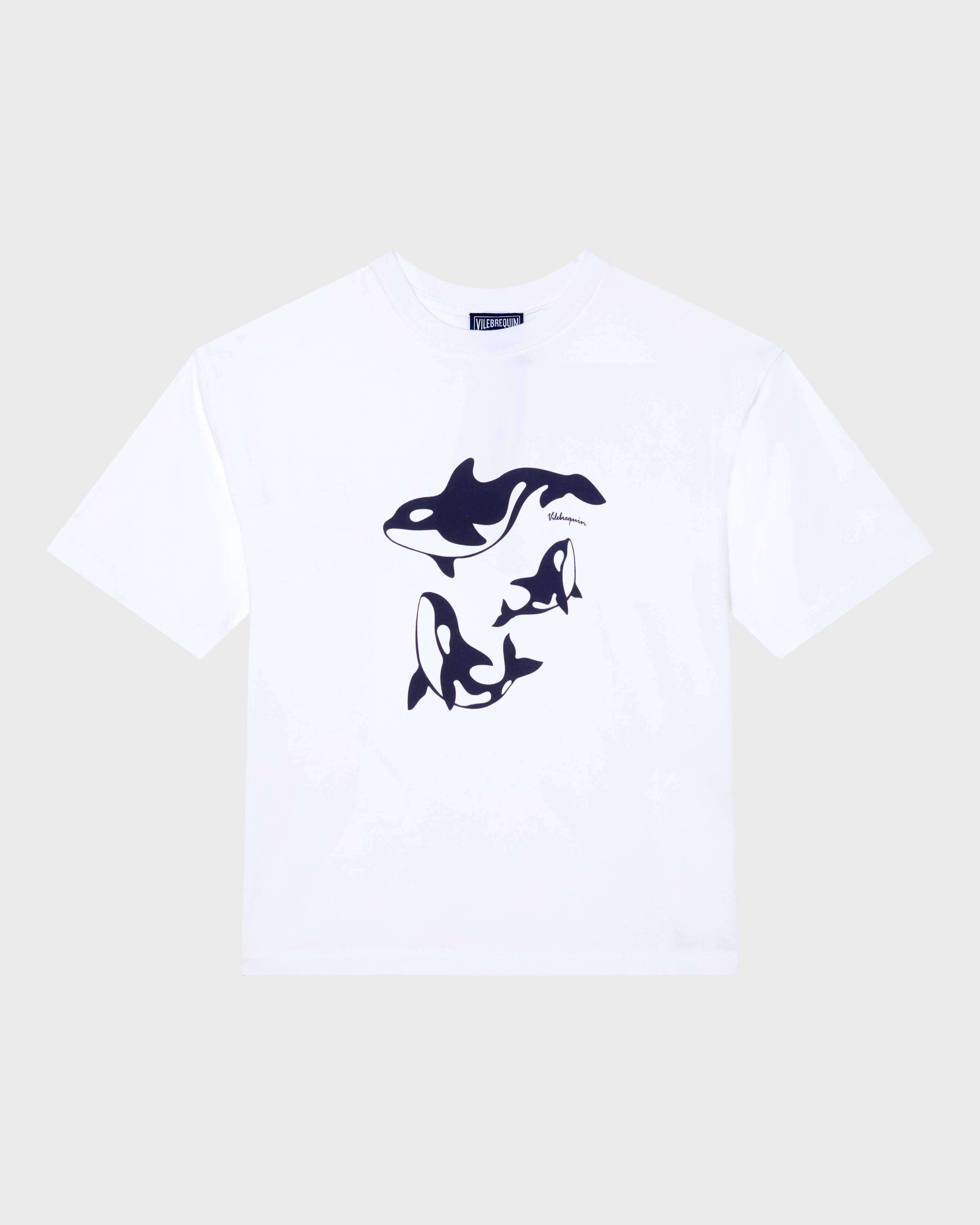 Camiseta de corte estándar con estampado Orcas para niño BLANCO front view