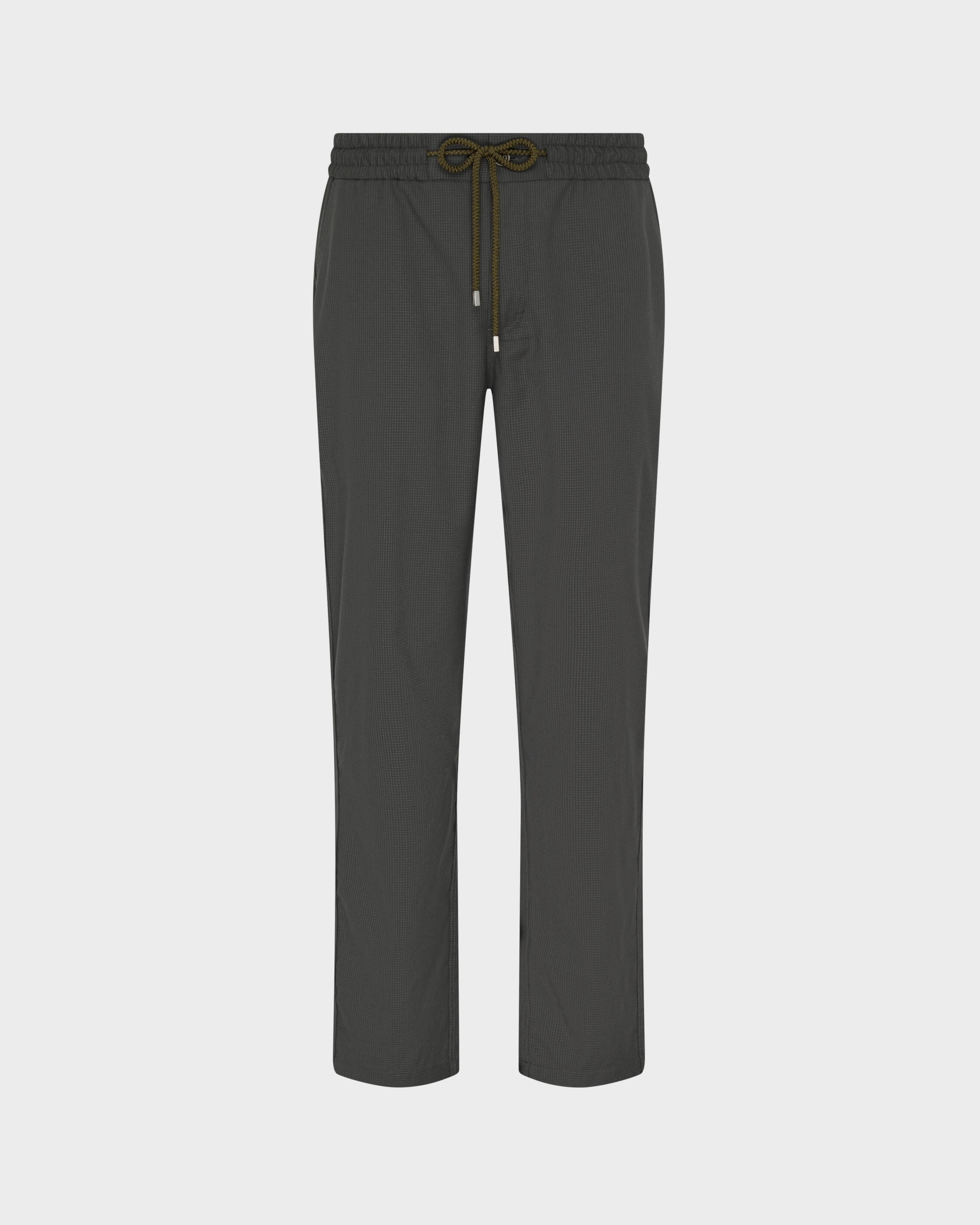 Pantalon en laine Super 120's homme Micro Carreaux KAKI front view