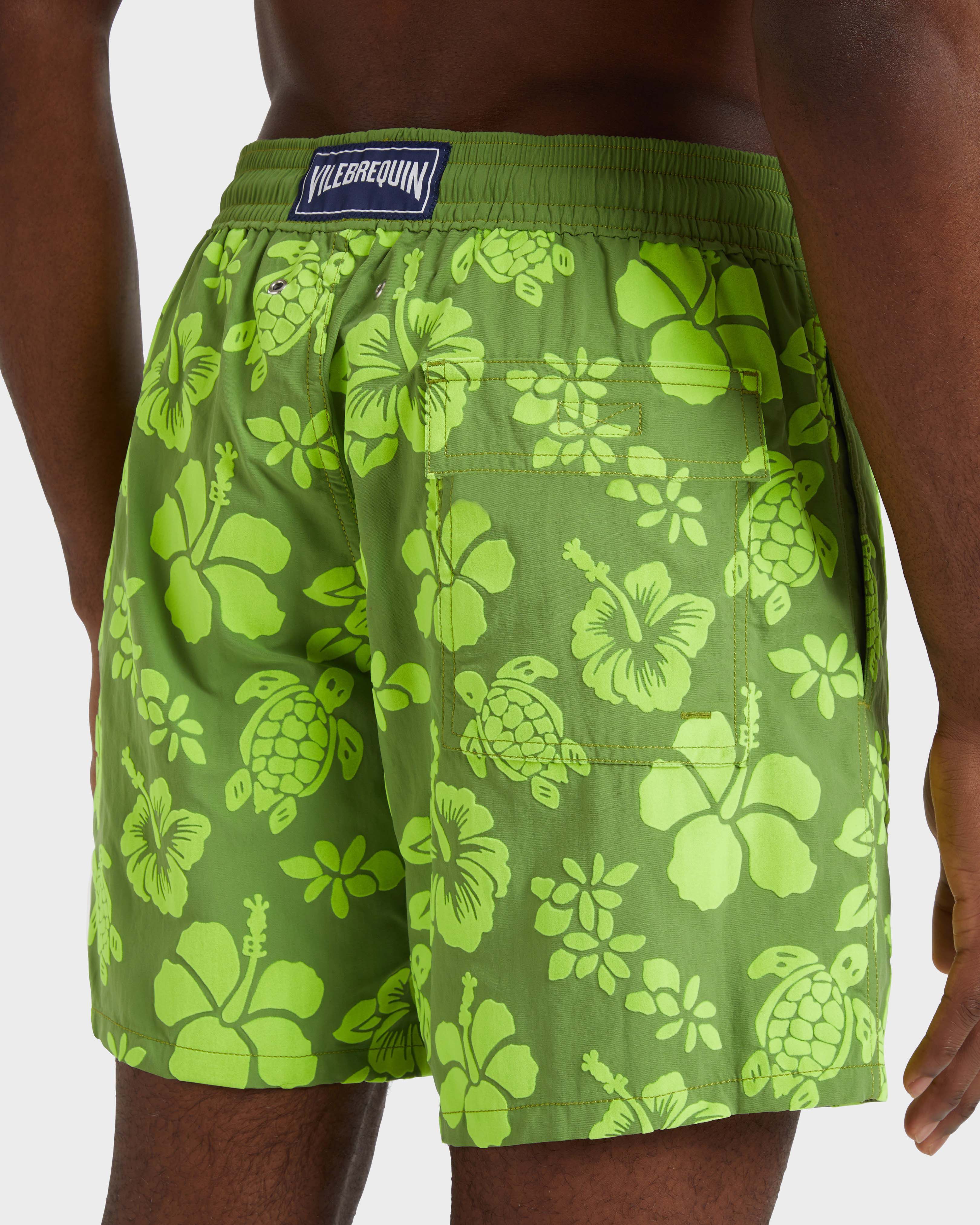 Men Swim Shorts Flocked Tropical Turtles CAMOUPLAGE supp2 view