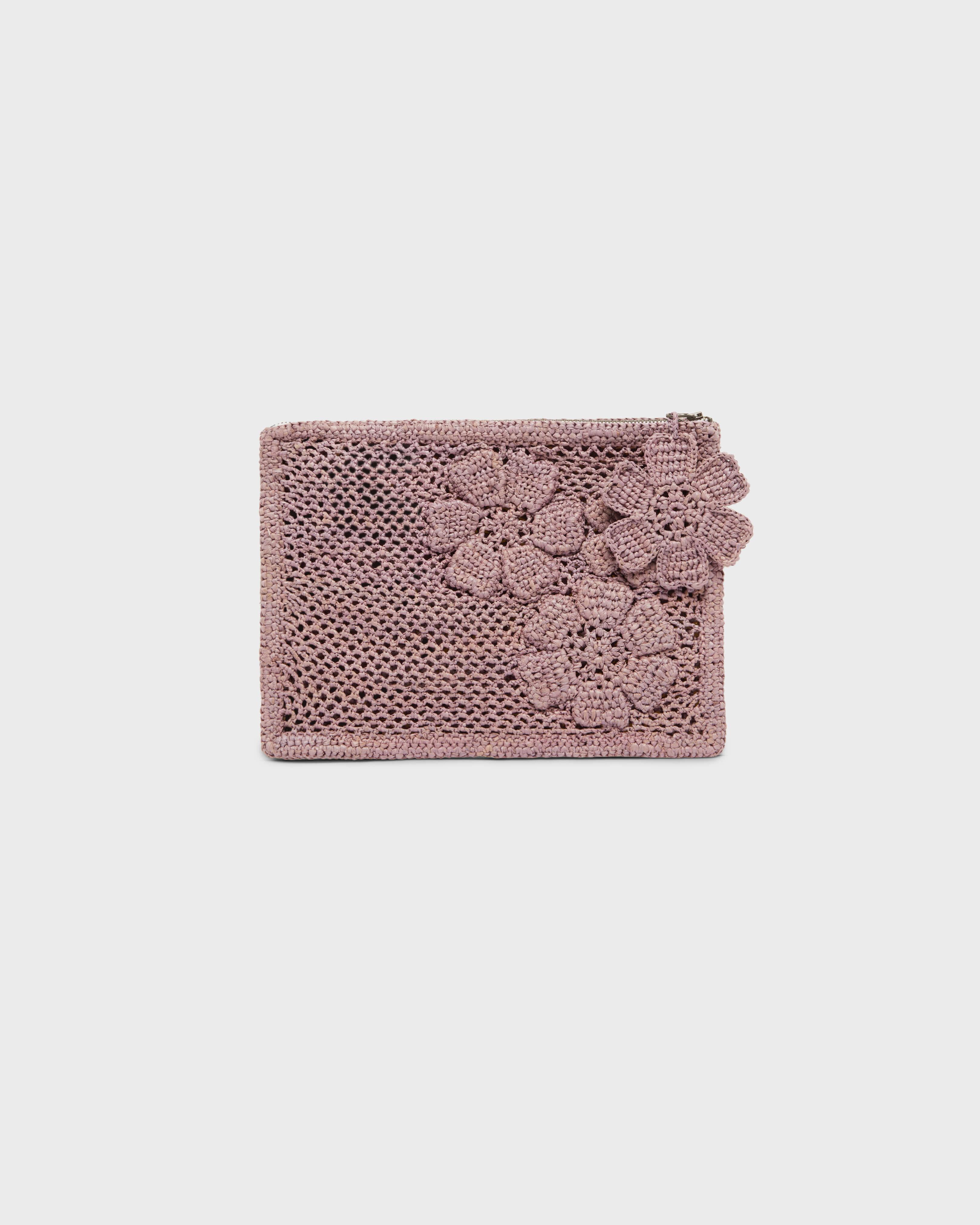 Women Raffia Pouch PETALE / PINK front view