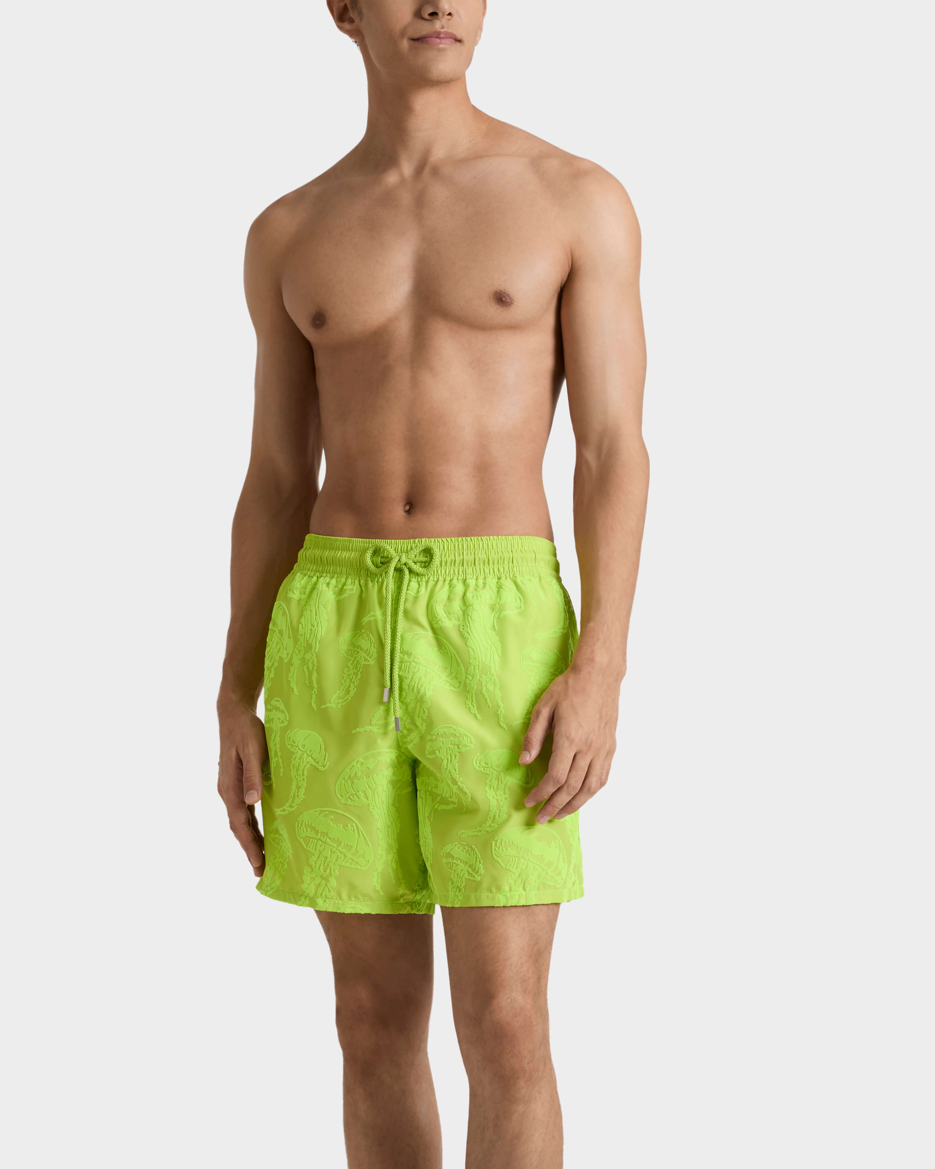 Men Ultra-light and packable Swim Shorts Flocked Jellyfish Dance 433 frontworn view