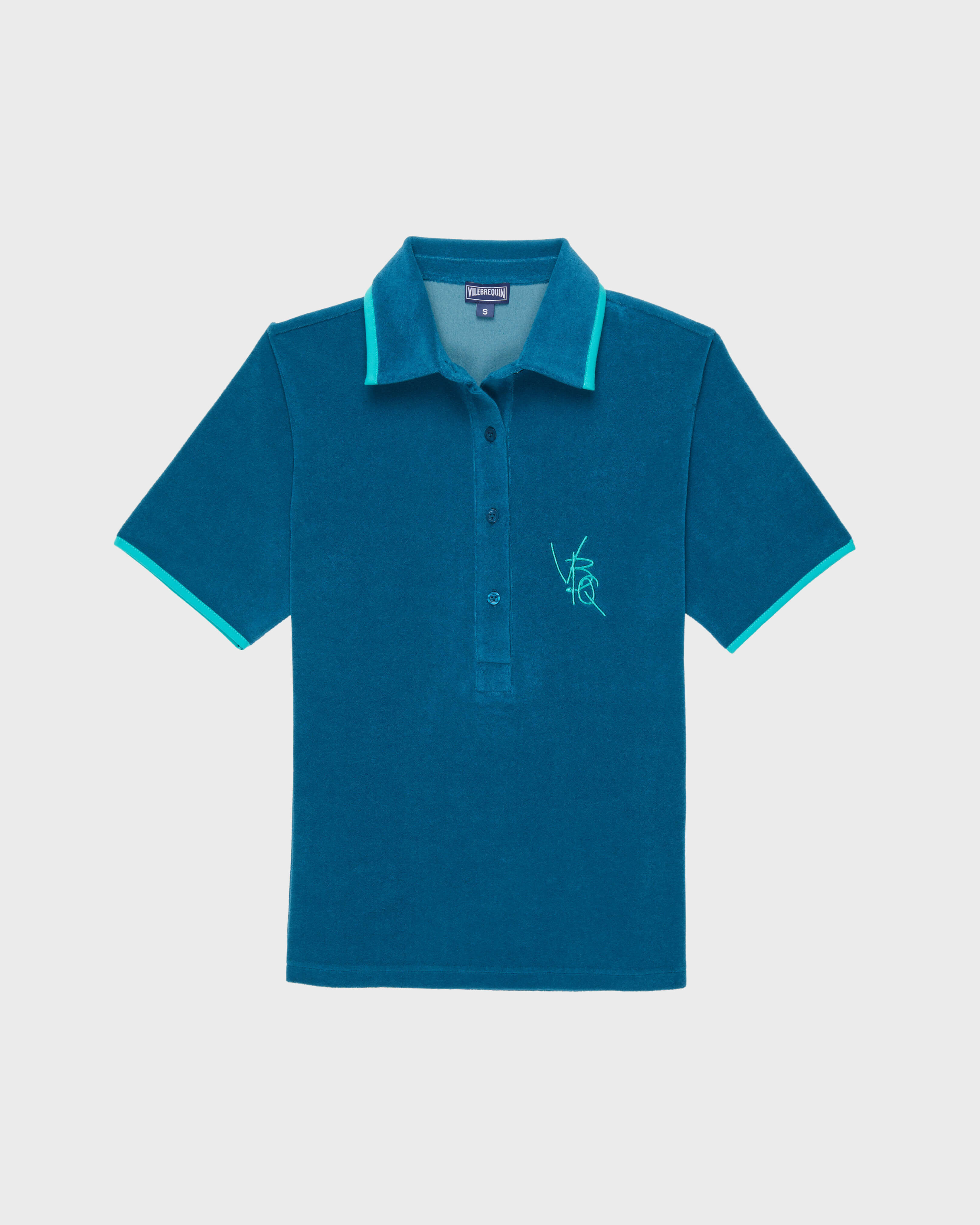 Women Terry Polo VBQ Line PEACOCK front view