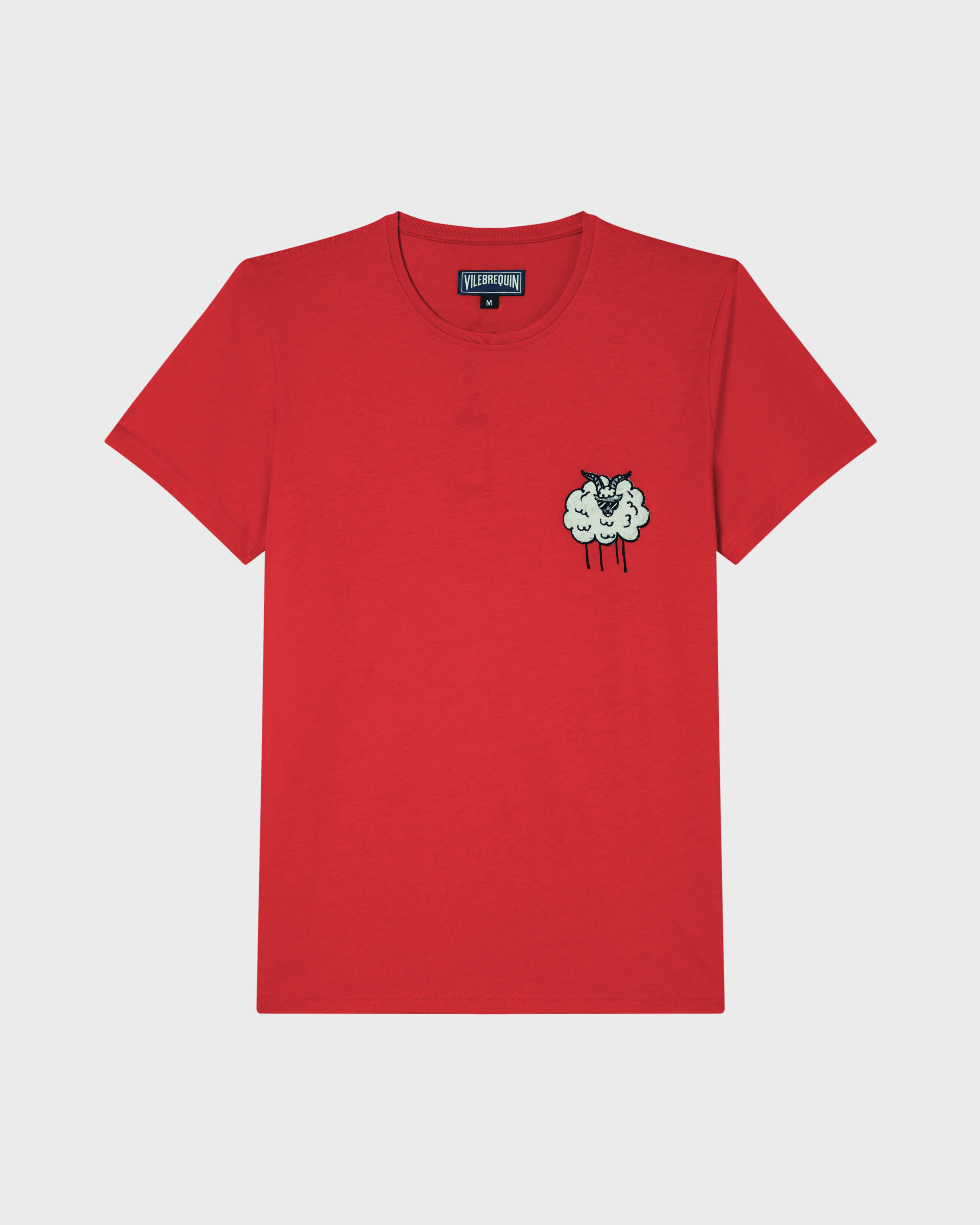 Men Organic Cotton T-shirt Year of the Goat POPPY RED front view