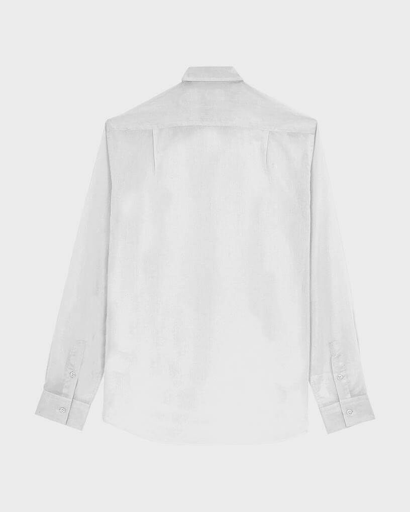 Cotton Voile Lightweight Shirt Solid WHITE back view