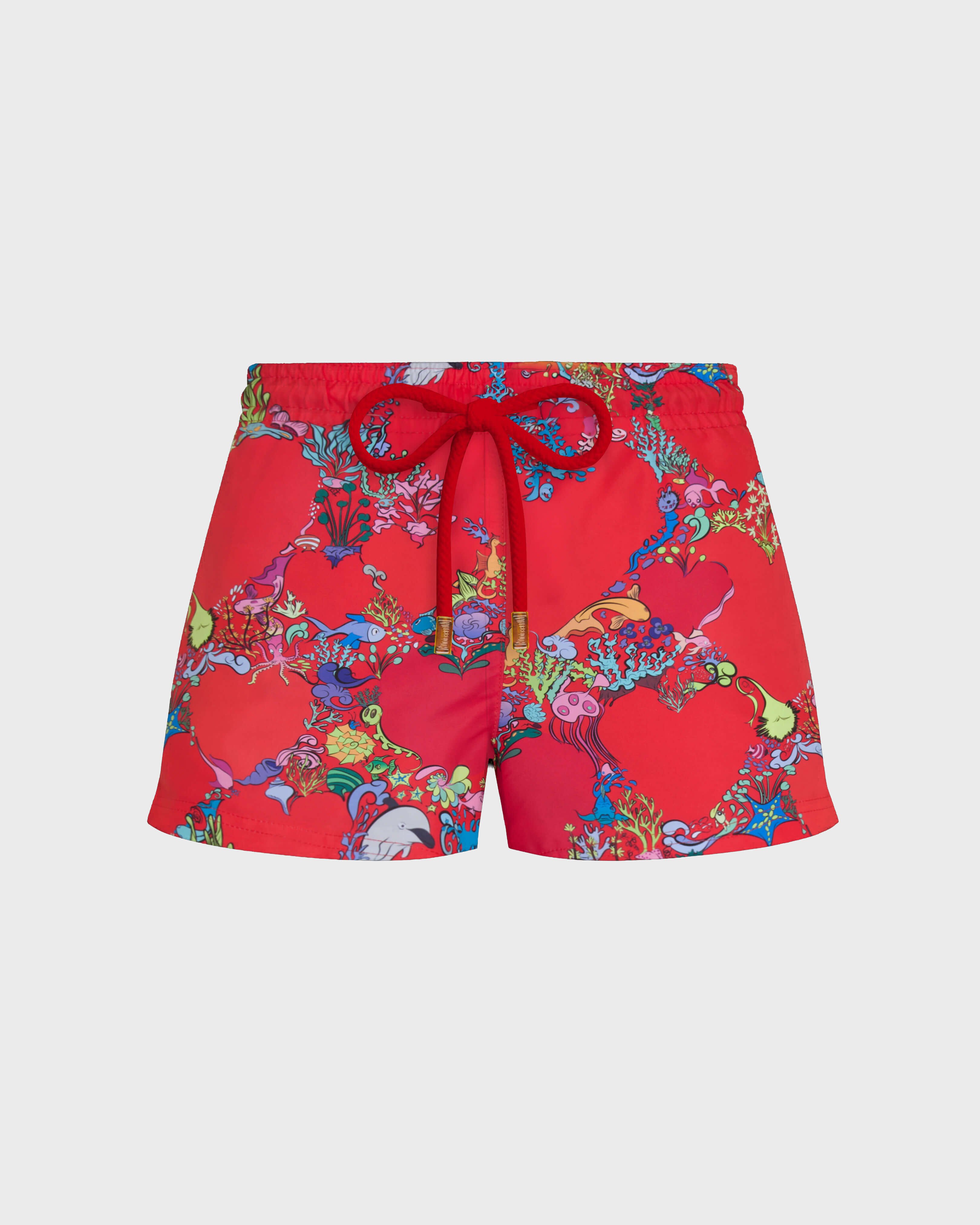 Pantalón corto de baño elástico con estampado Amor para mujer AMAPOLA front view