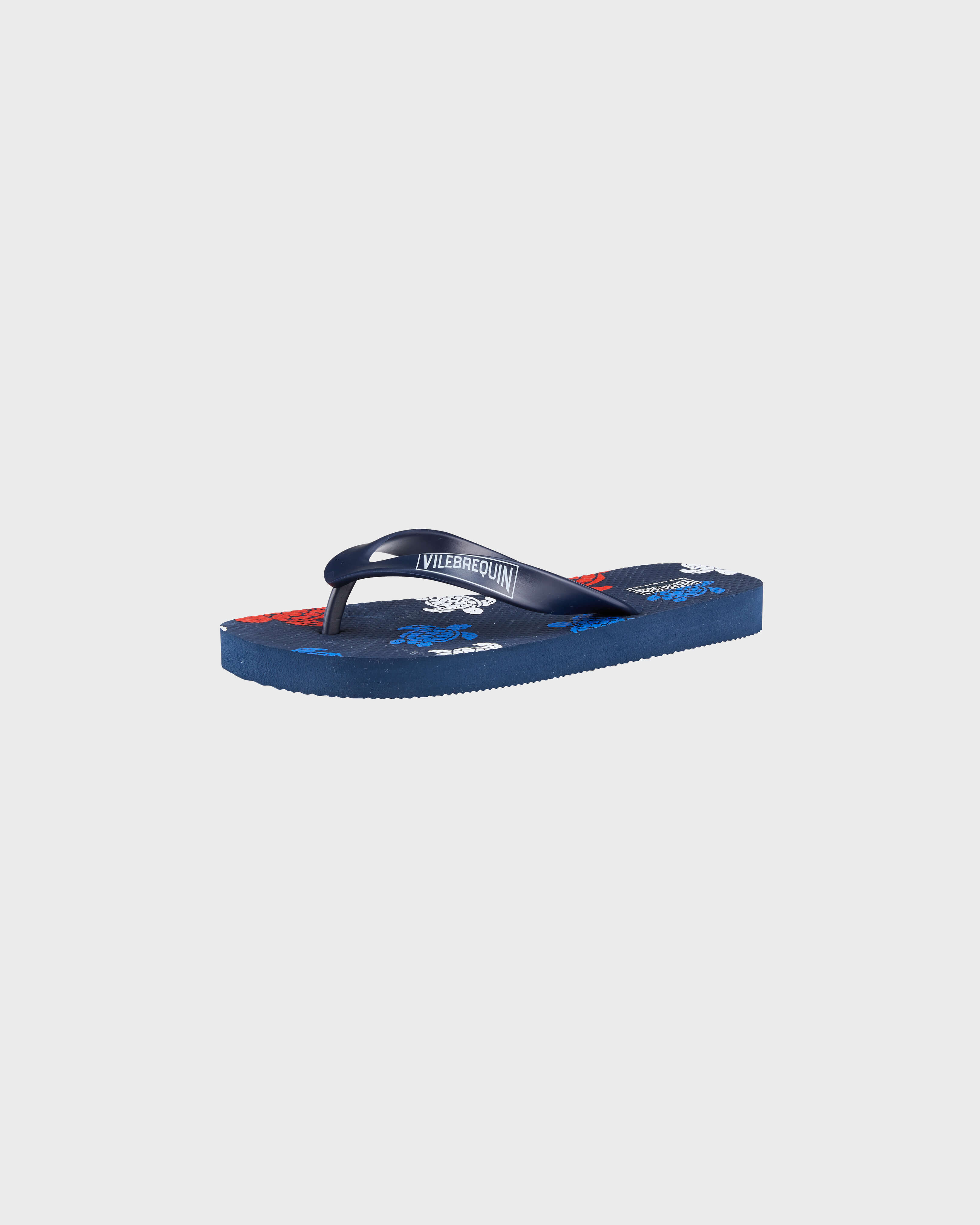 Tongs de plage enfant Tortues Multicolores BLEU MARINE back view