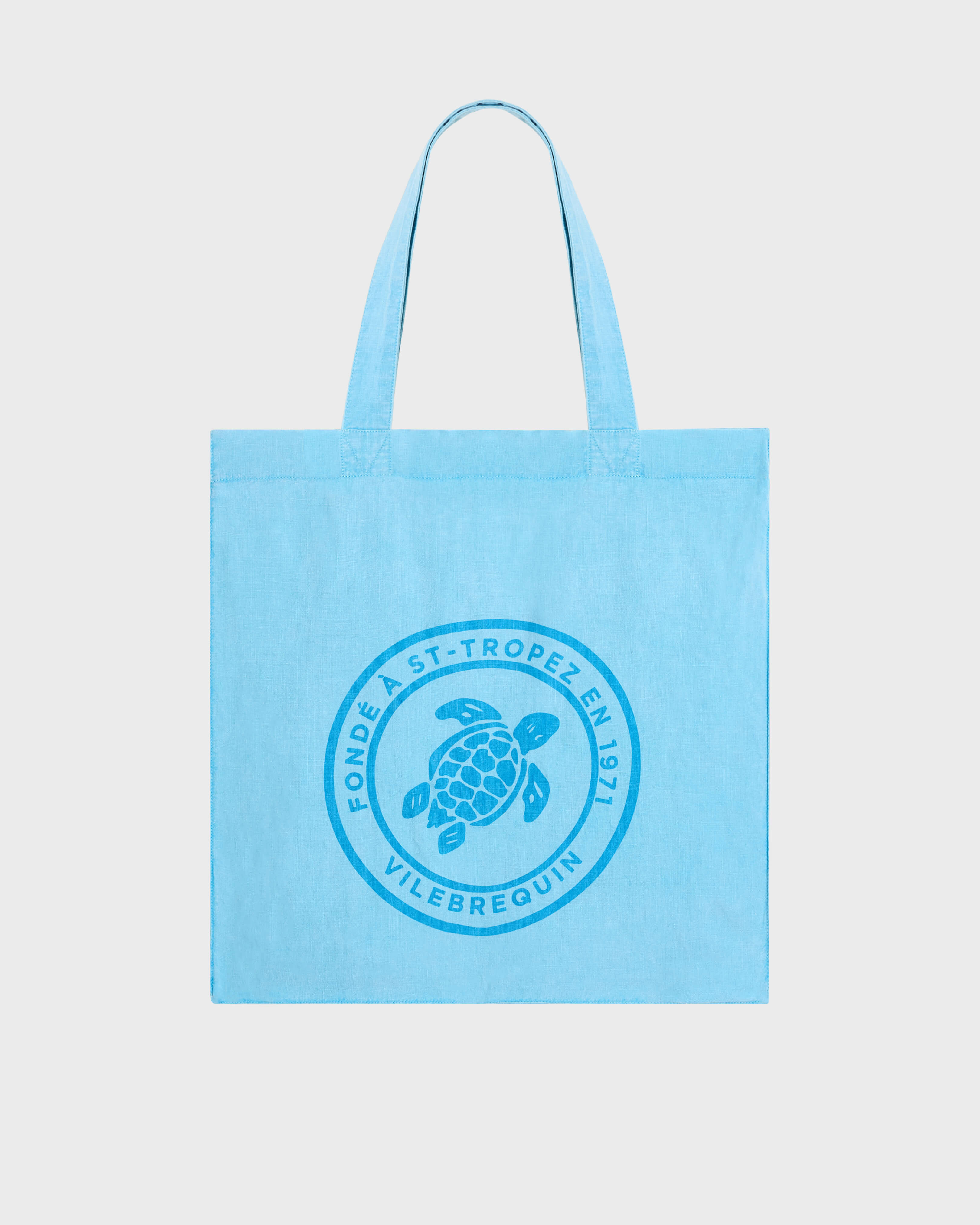 Borsa tote in lino Mineral Dye Tortue LARIMAR front view