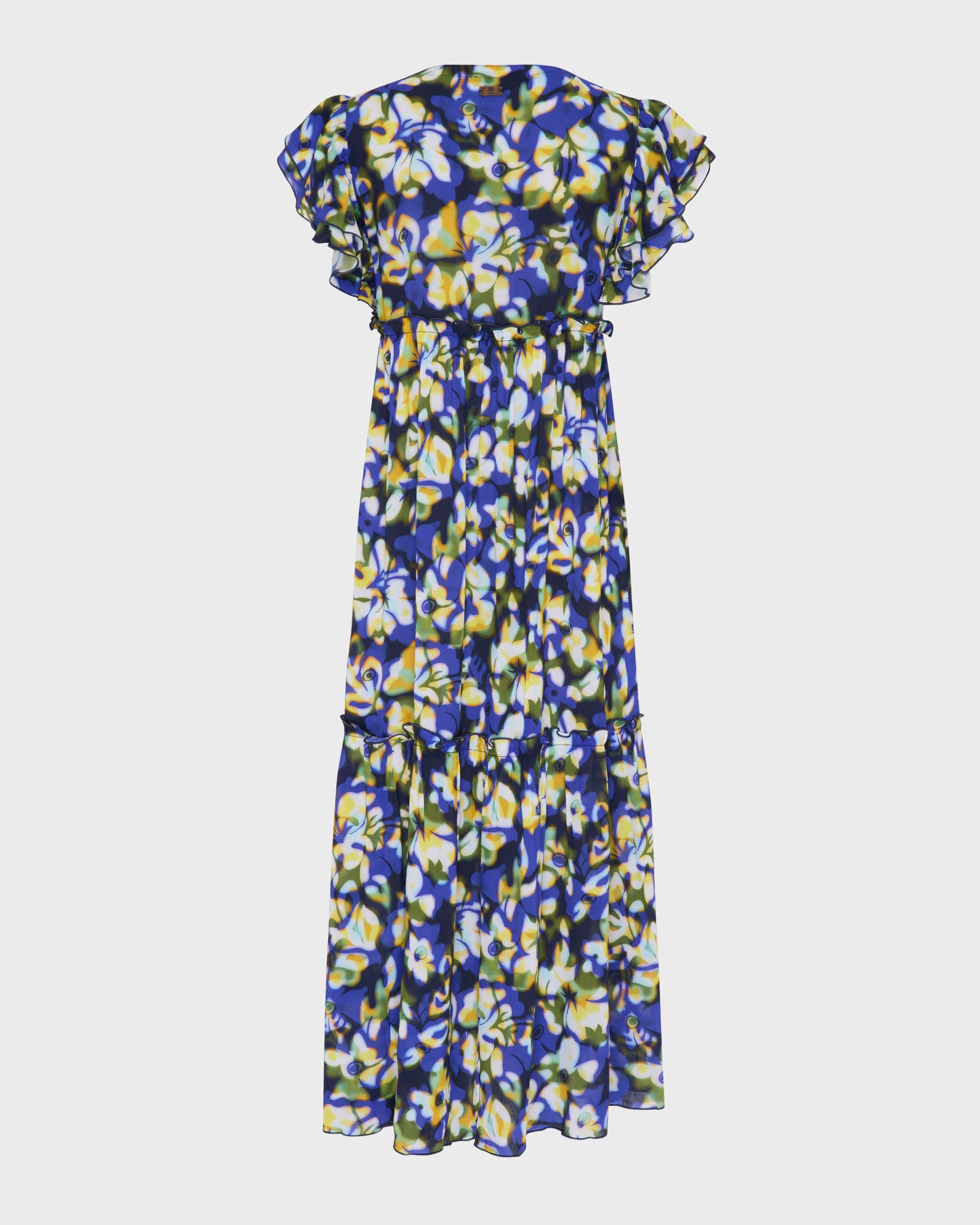 Women Viscose Long Dress Frangipanier Trouble NAVY back view