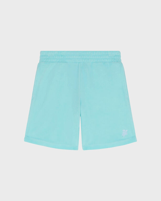 Vilebrequin Kids' Boys Terry Bermuda Shorts Embroidered Turtle In Blue