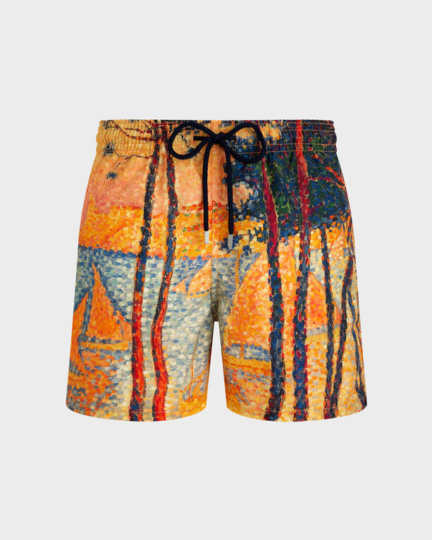 Vilebrequin - Men 360 Swim Shorts Voile Et Pins - Vilebrequin X Paul Signac - Swimwear - Moopea - Yellow - Size L