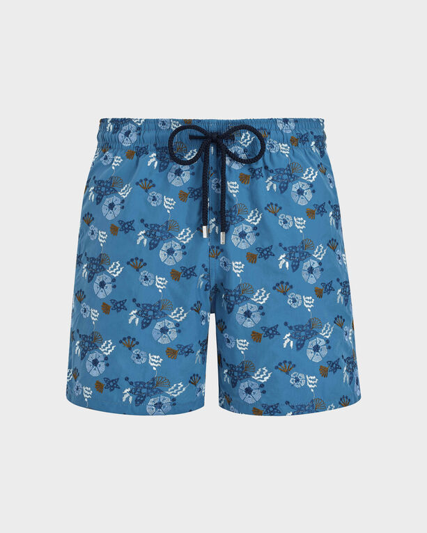 Vilebrequin - Men Swim Shorts Embroidered Flowers And Shells - Limited Edition - Swimwear - Mistral - Blue - Size S