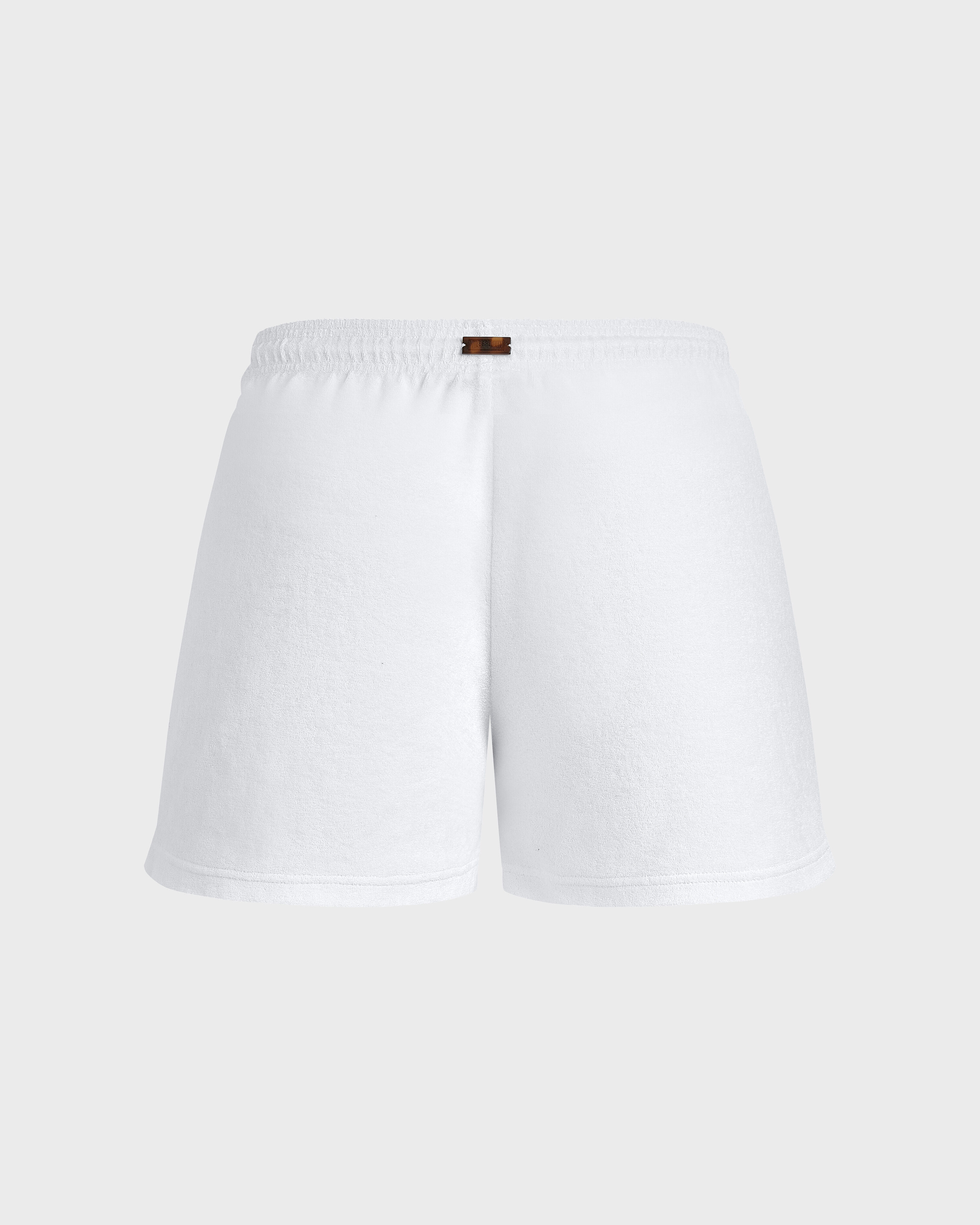 Women Terry Shorts Solid WHITE back view