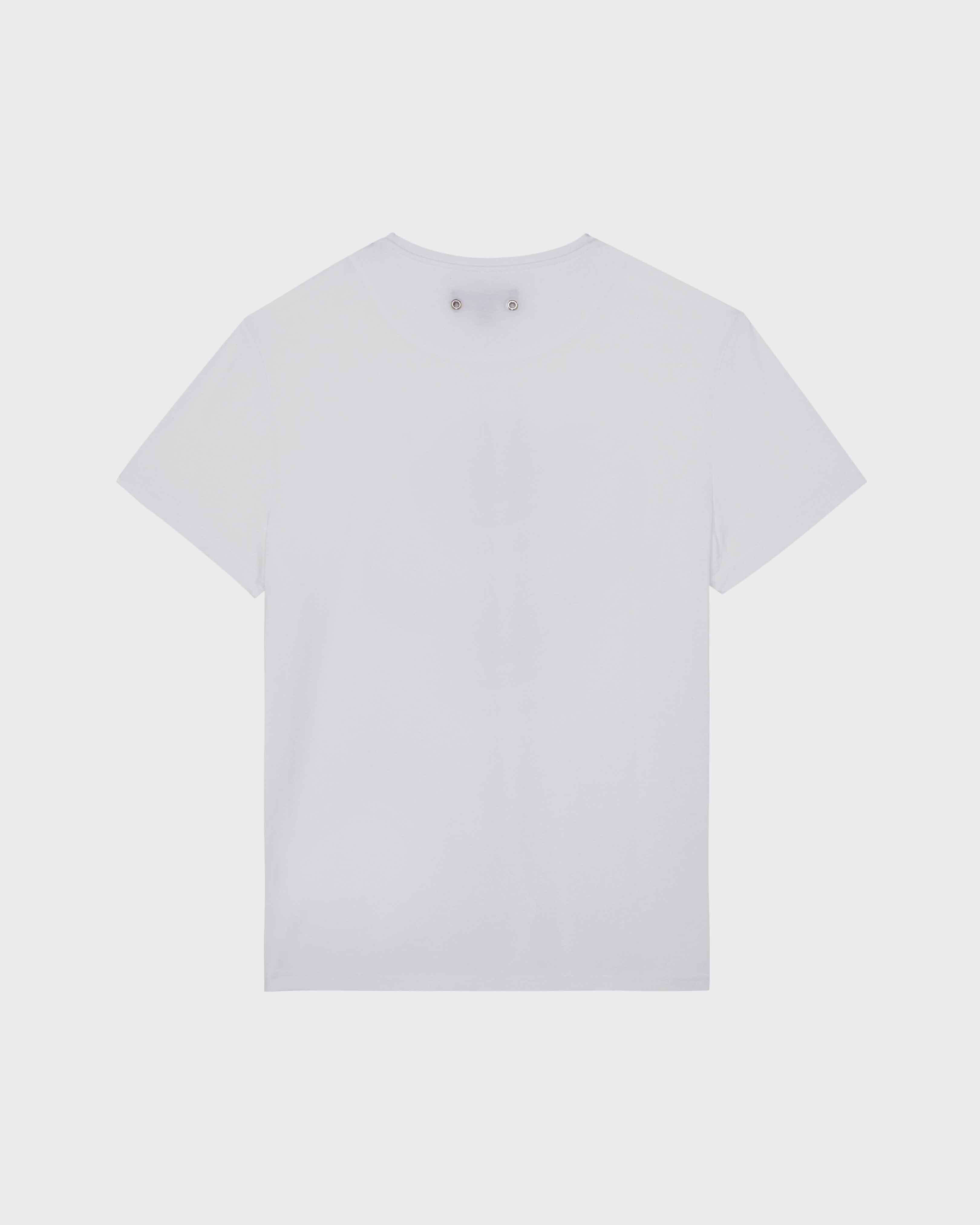 Camiseta de algodón orgánico con estampado Whales Love para hombre BLANCO back view