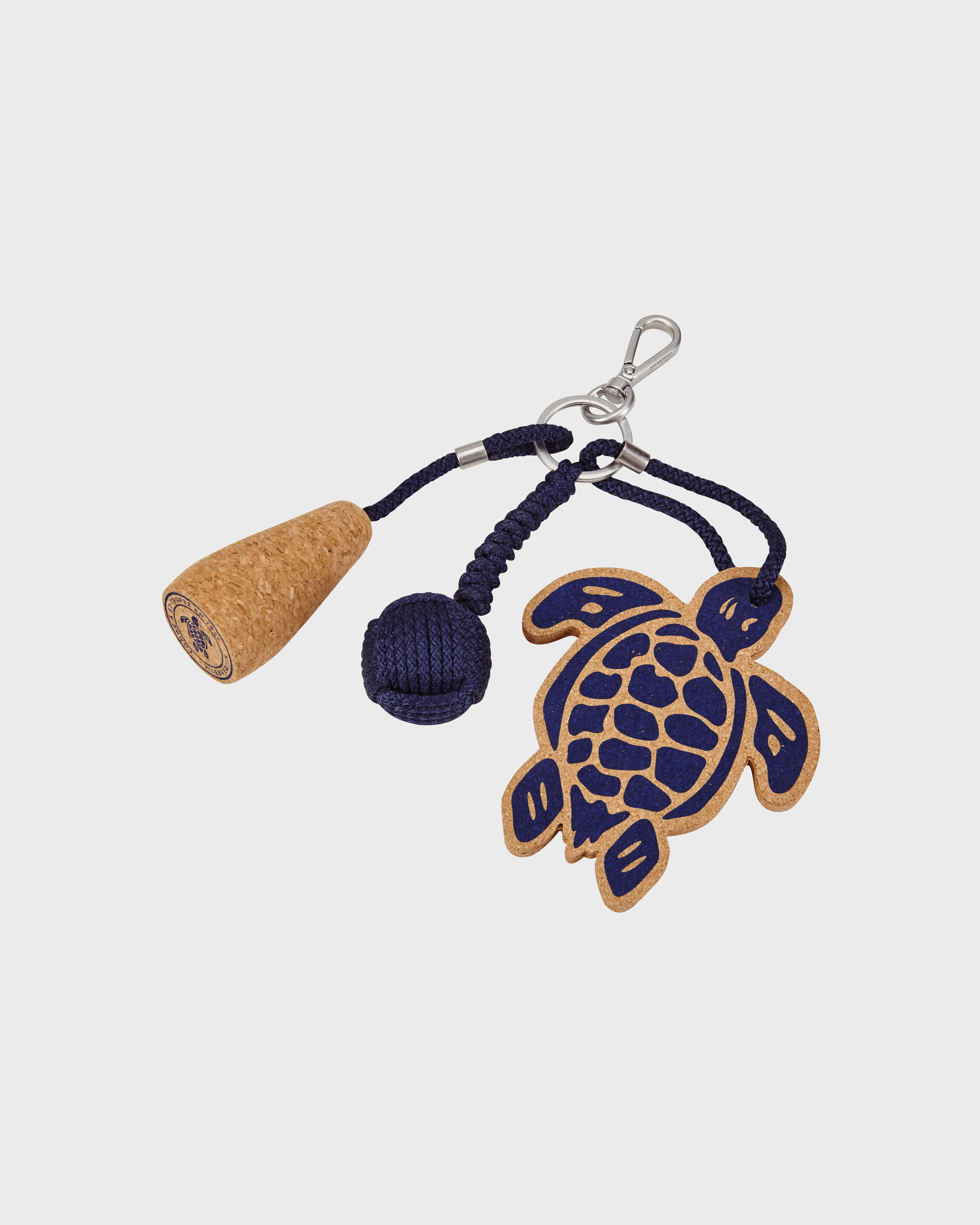 Turtle Cork Keyring NAVY front view