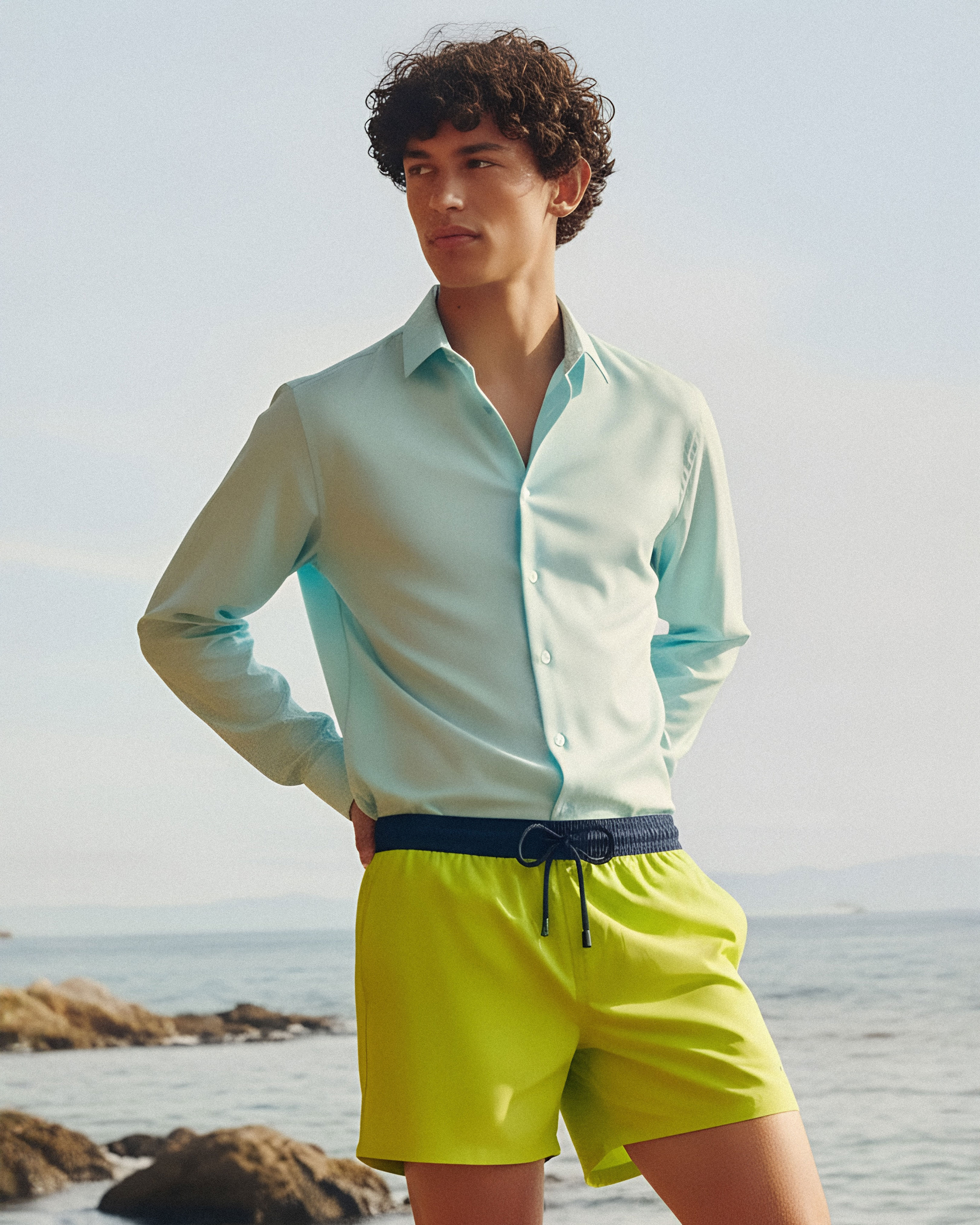 Maillot de bain en laine ultrafine homme super 120'S CITRONNELLE lifestyle view