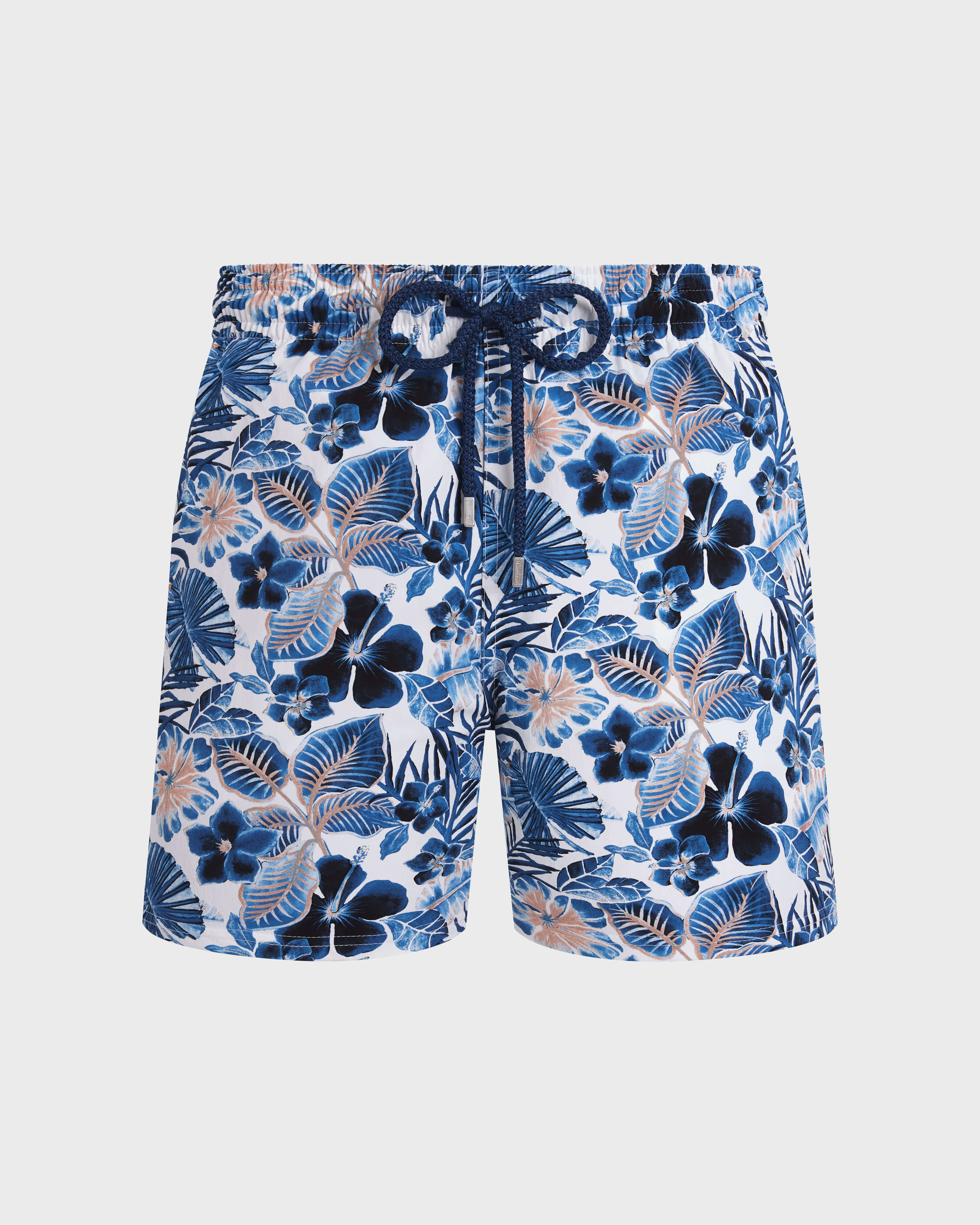 Kurze Island Flowers Stretch-Badeshorts für Herren WEISS front view
