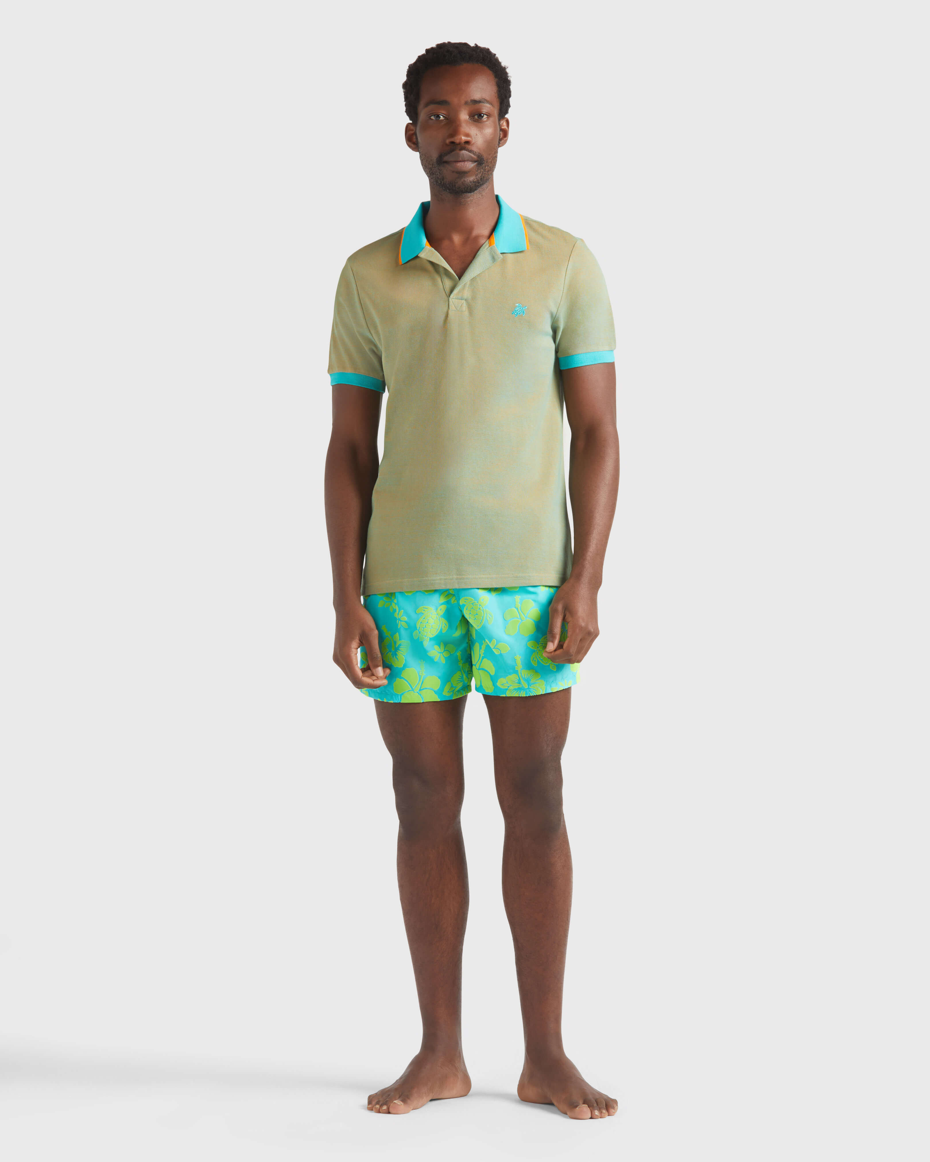 Men Cotton Polo Shirt Solid VITAMIN frontworn view