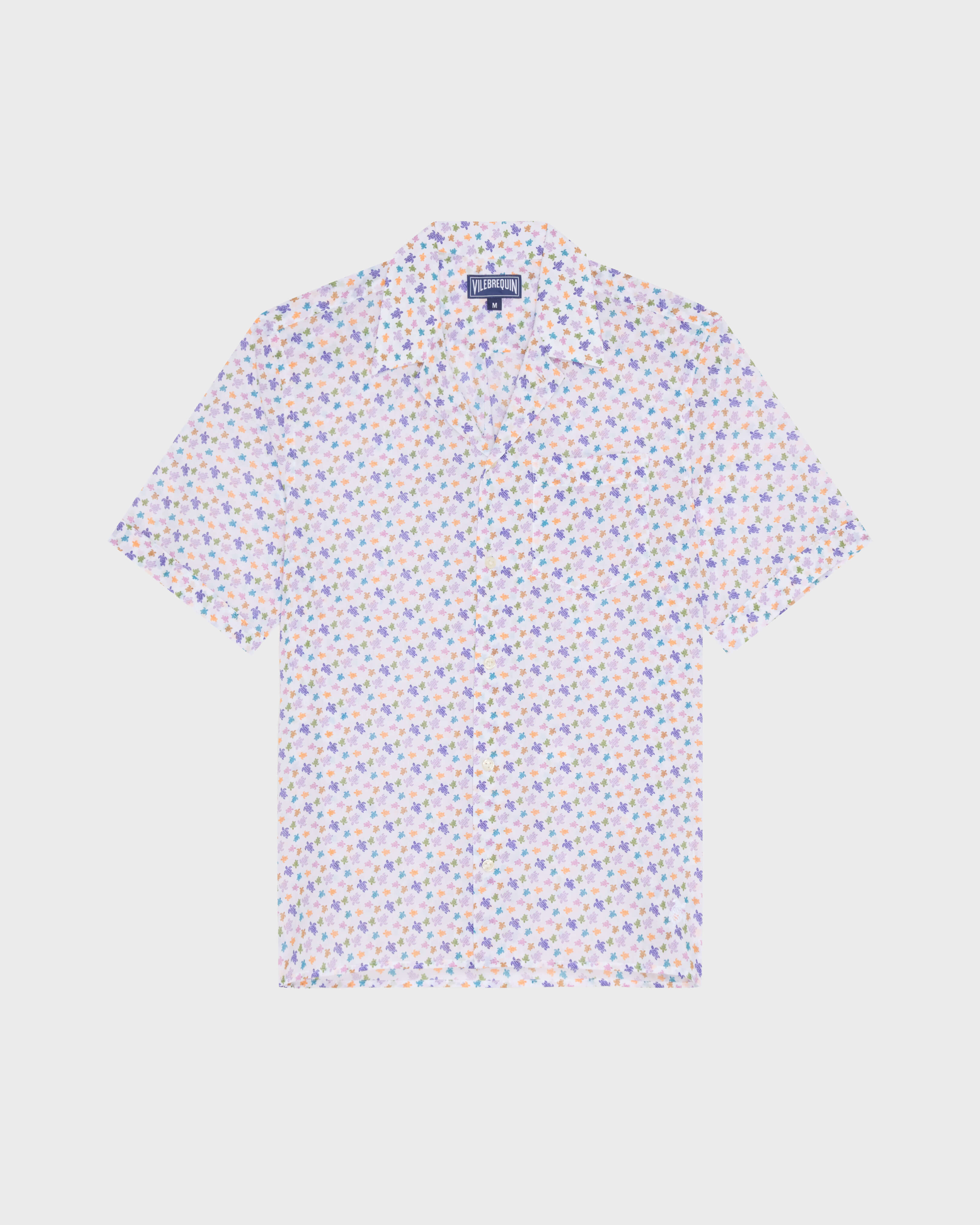 Chemise bowling en voile de coton organique homme BLANC front view