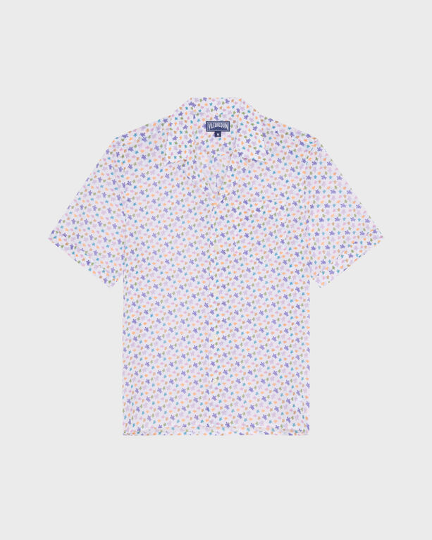Vilebrequin - Men Organic Cotton Bowling Shirt Micro Ronde Des Tortues - Shirt - Charli - White - Size XXXL