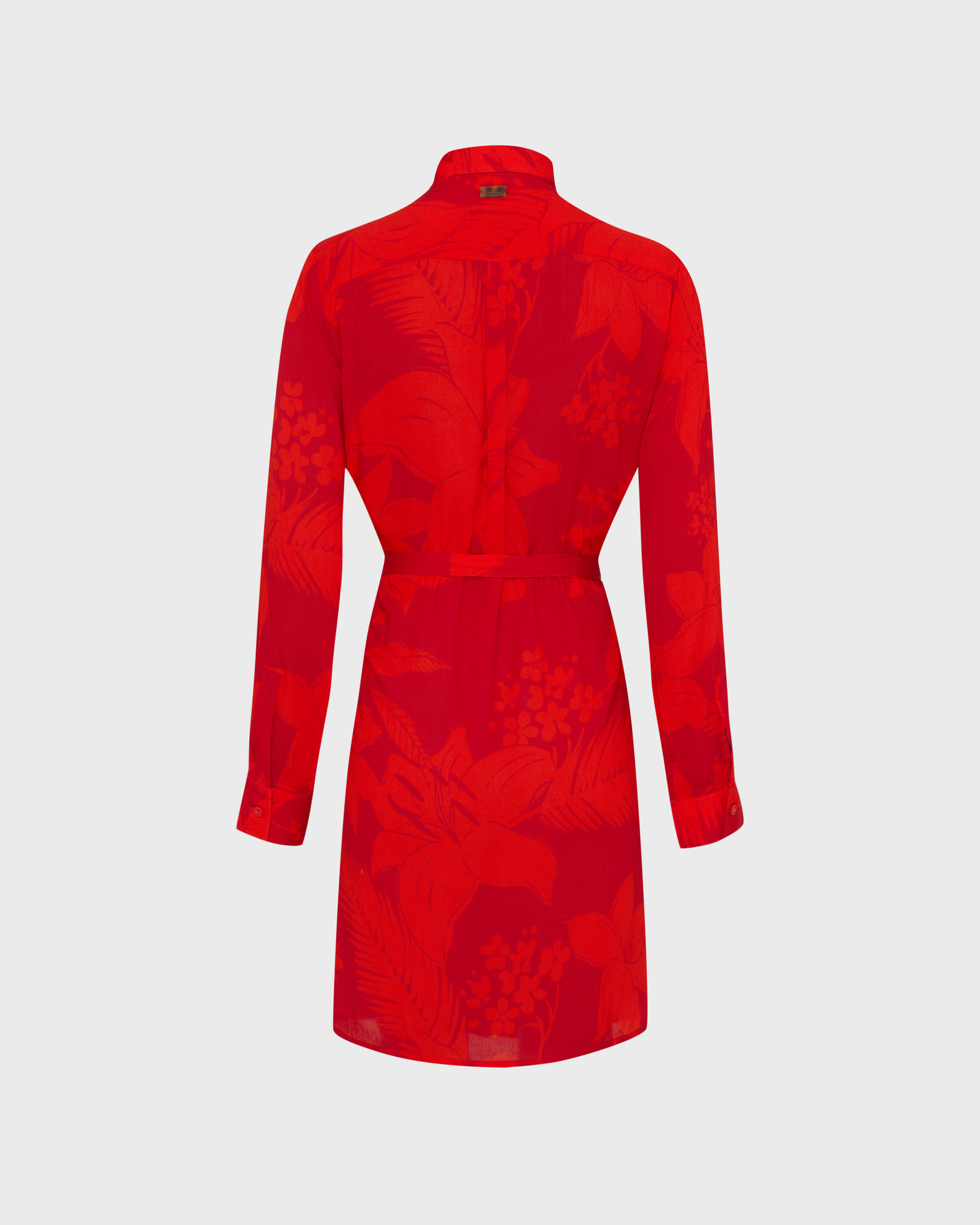 Women Viscose Shirt Dress Flower Power LIPSTICK back view