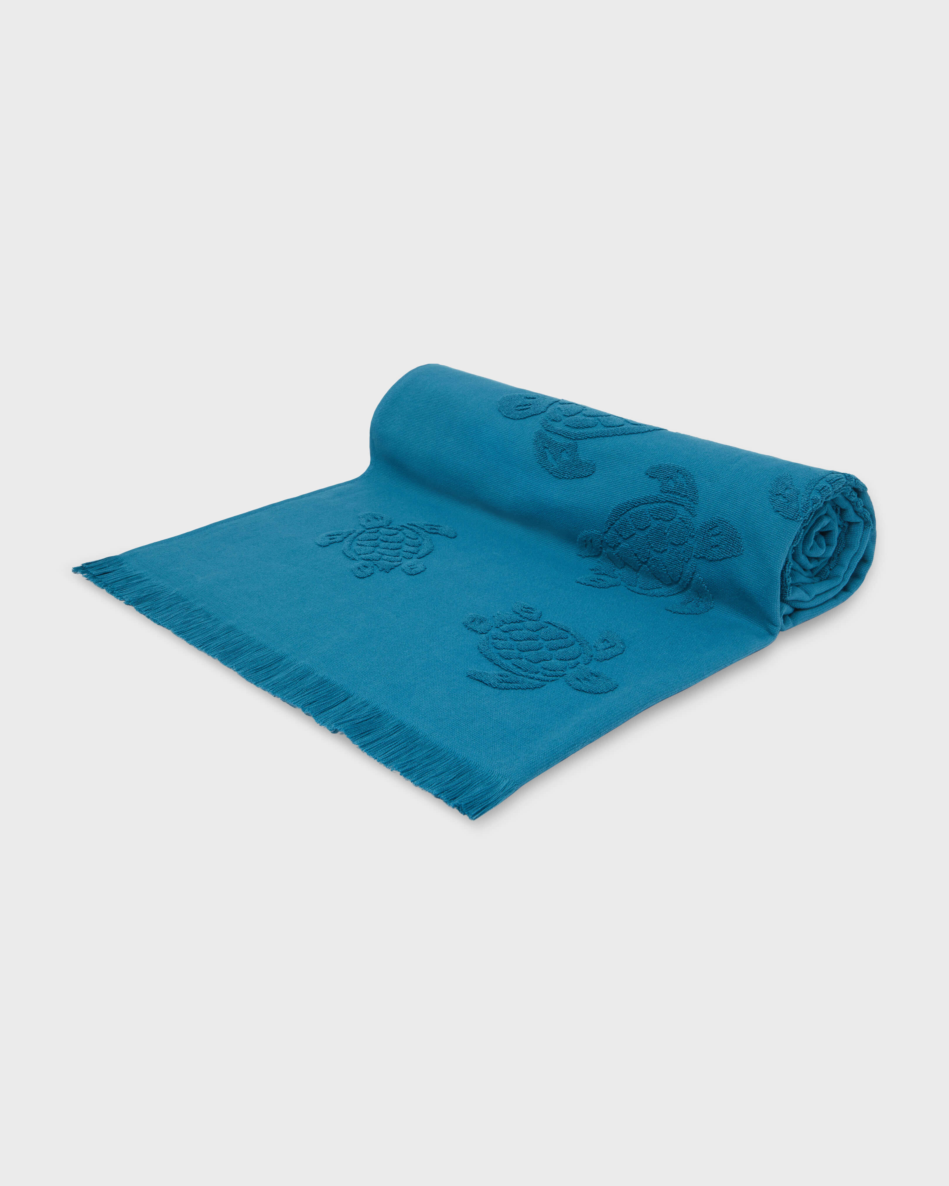 Beach Fouta in Organic Cotton Turtles Jacquard PEACOCK supp4 view