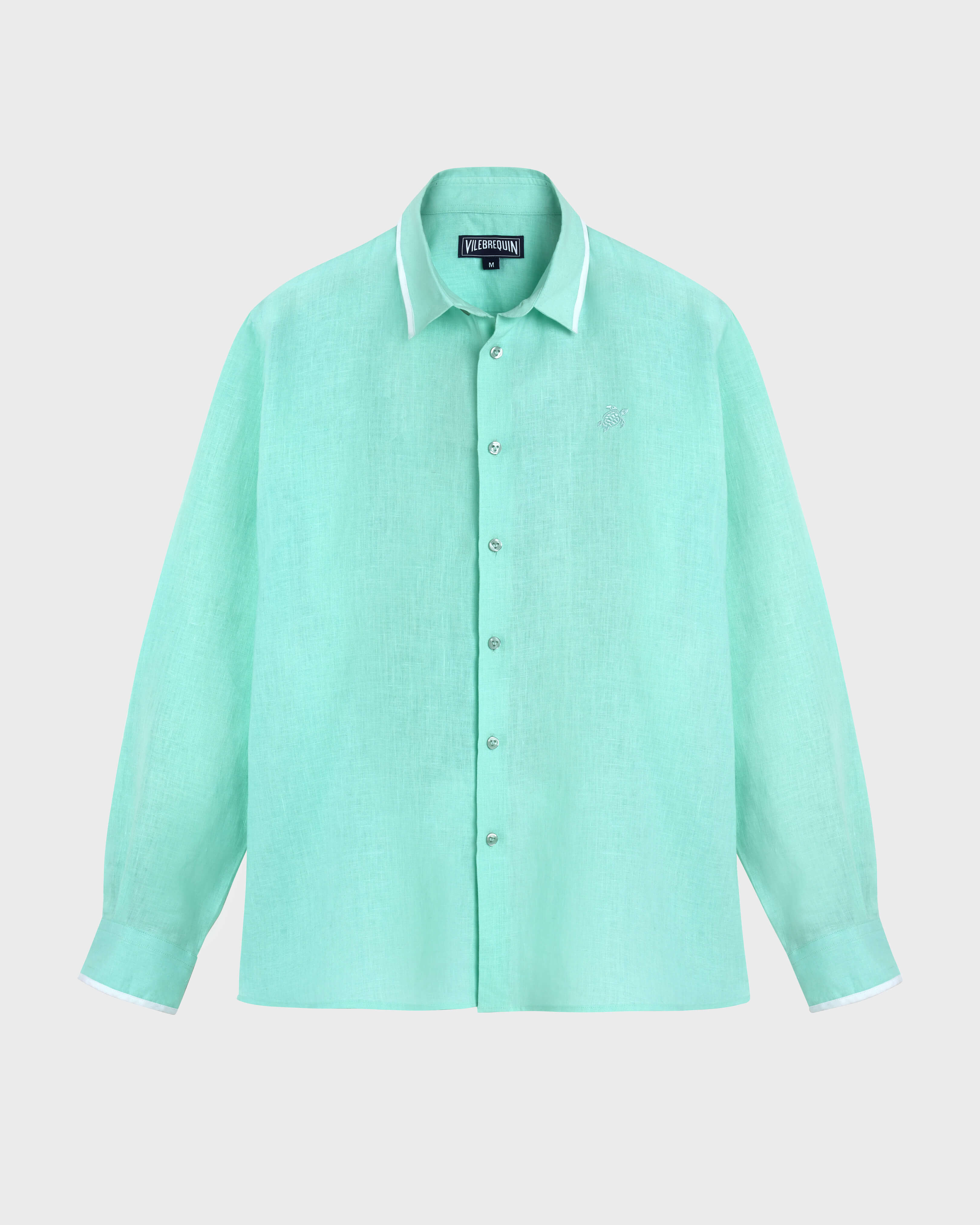 Men Linen Shirt Solid CARIBBEAN front view