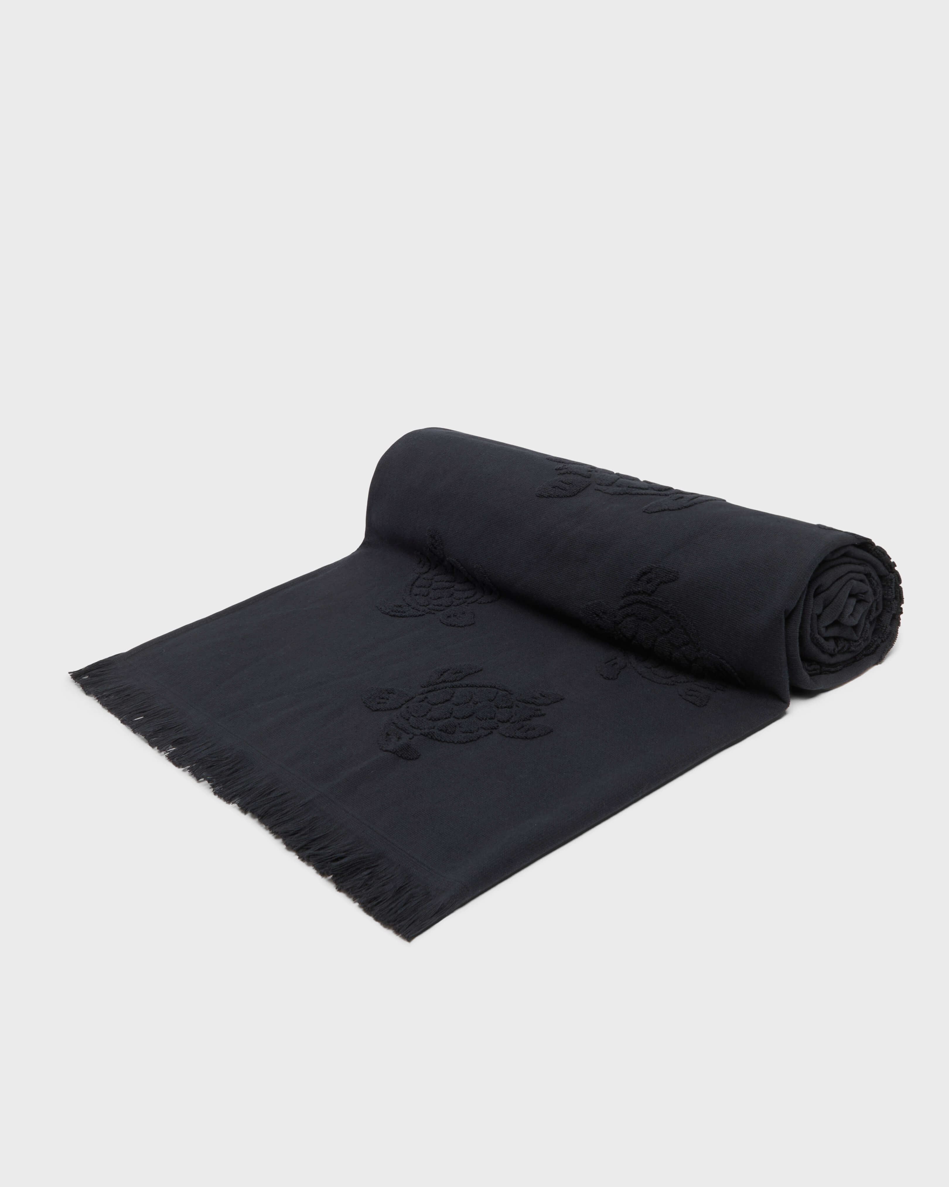 Beach Towel in Organic Cotton Turtles Jacquard BLACK supp4 view