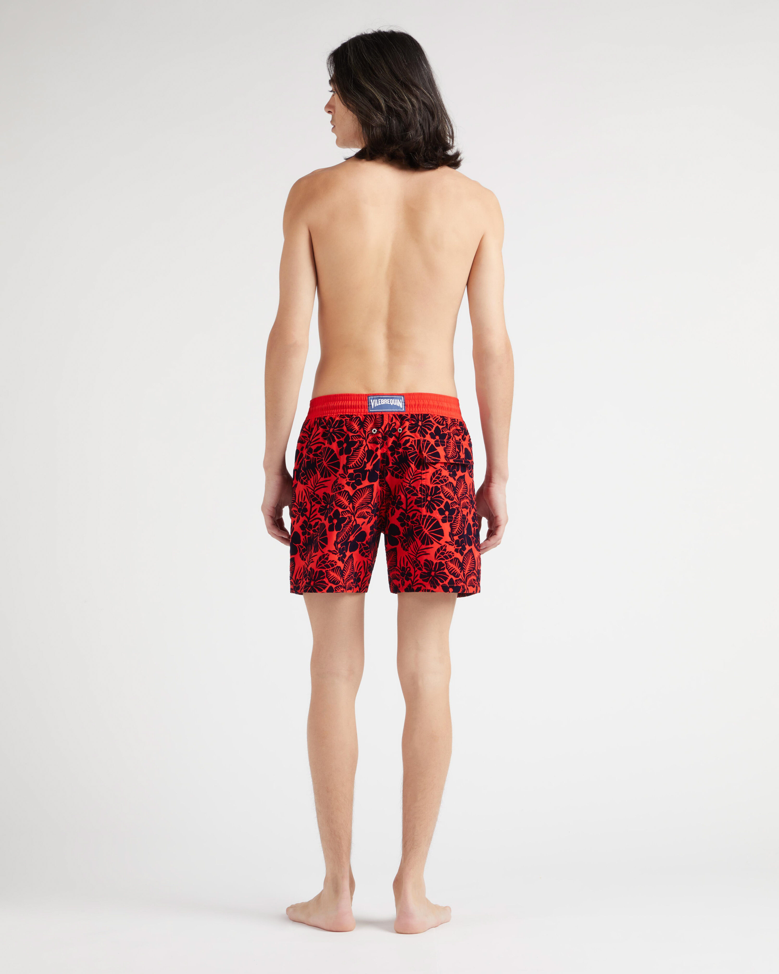Pantaloncini mare uomo floccati Flowers PAPAVERO backworn view