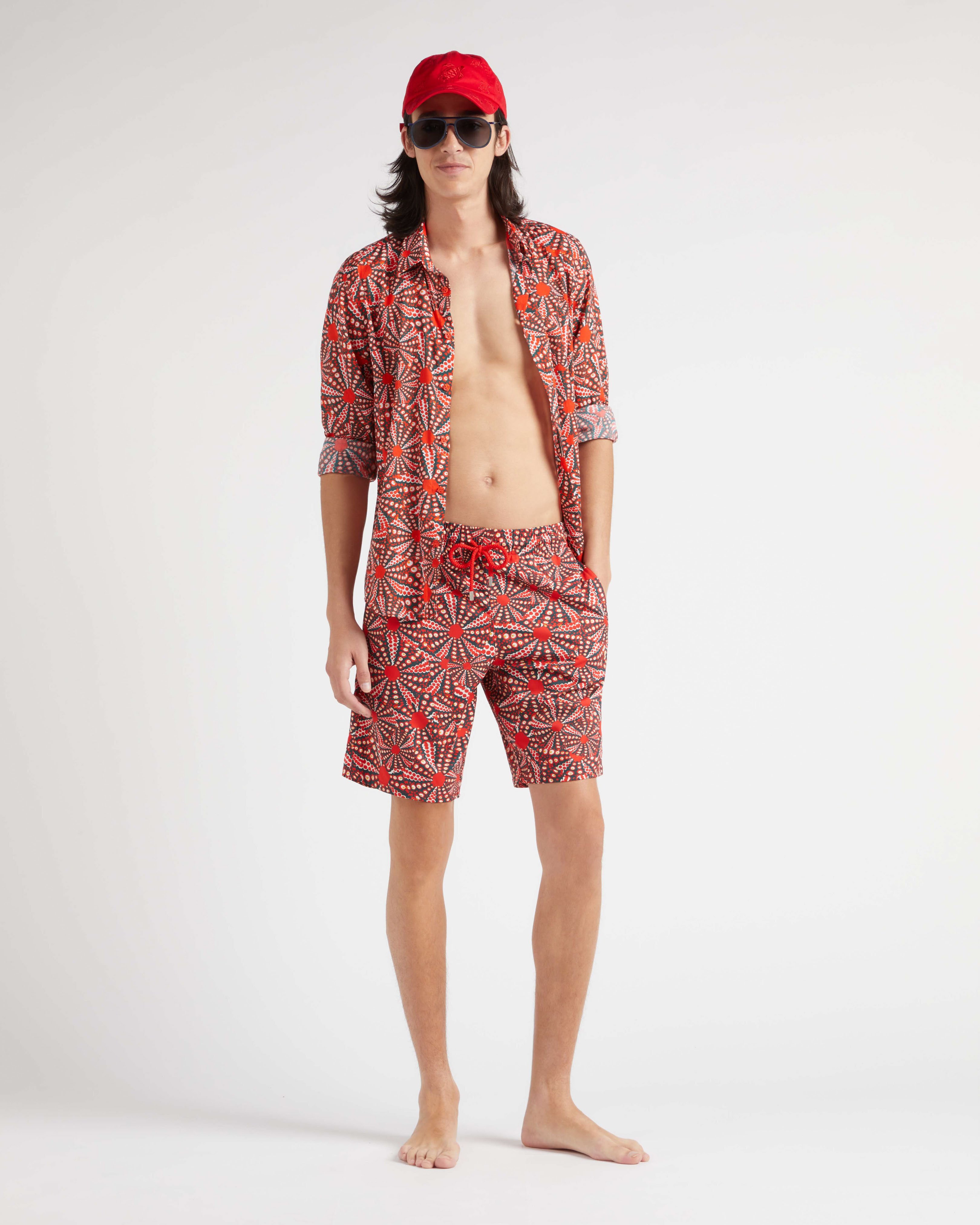 Men Long Stretch Swim Shorts Oursinades POPPY RED supp1 view