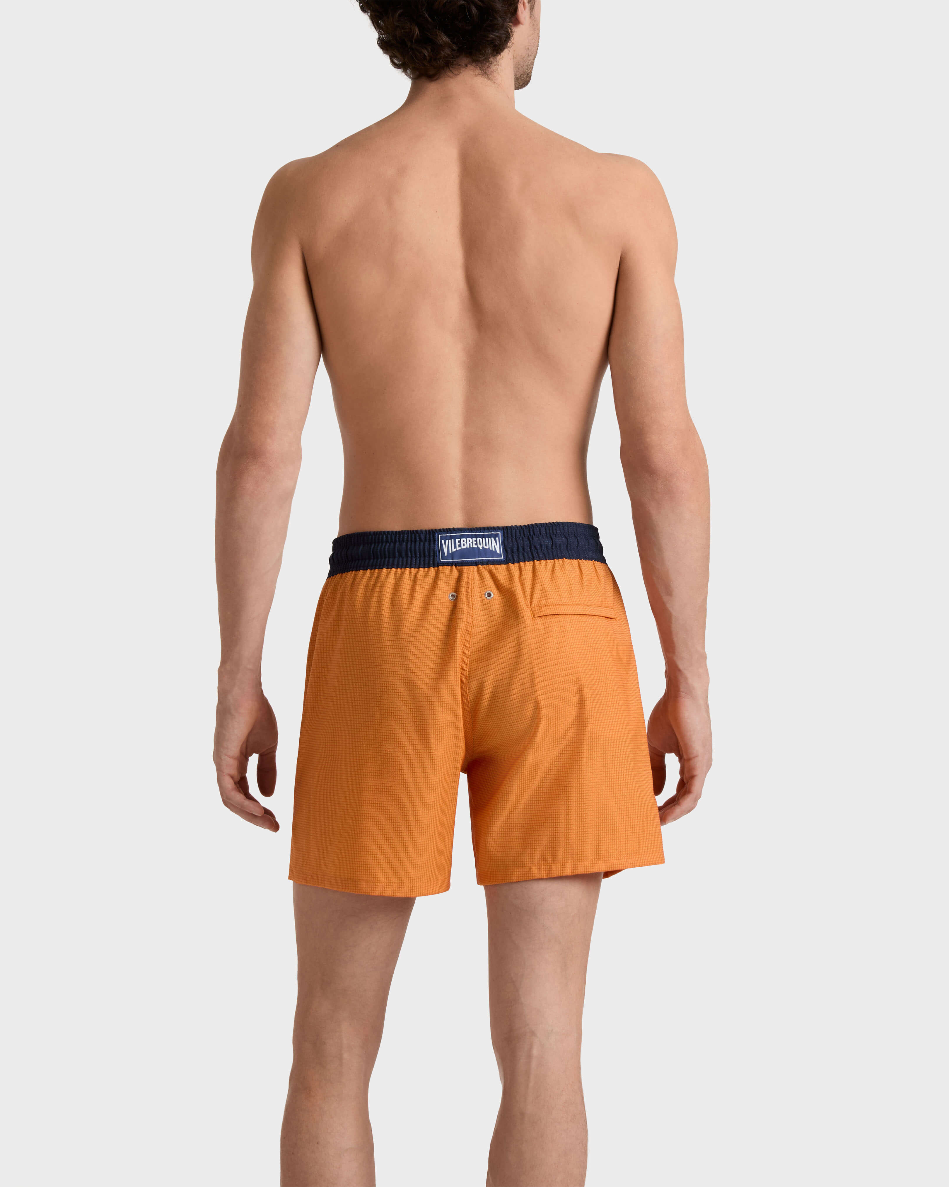 Men Wool Swim Shorts Micro Carreaux Tailoring VITAMIN backworn view