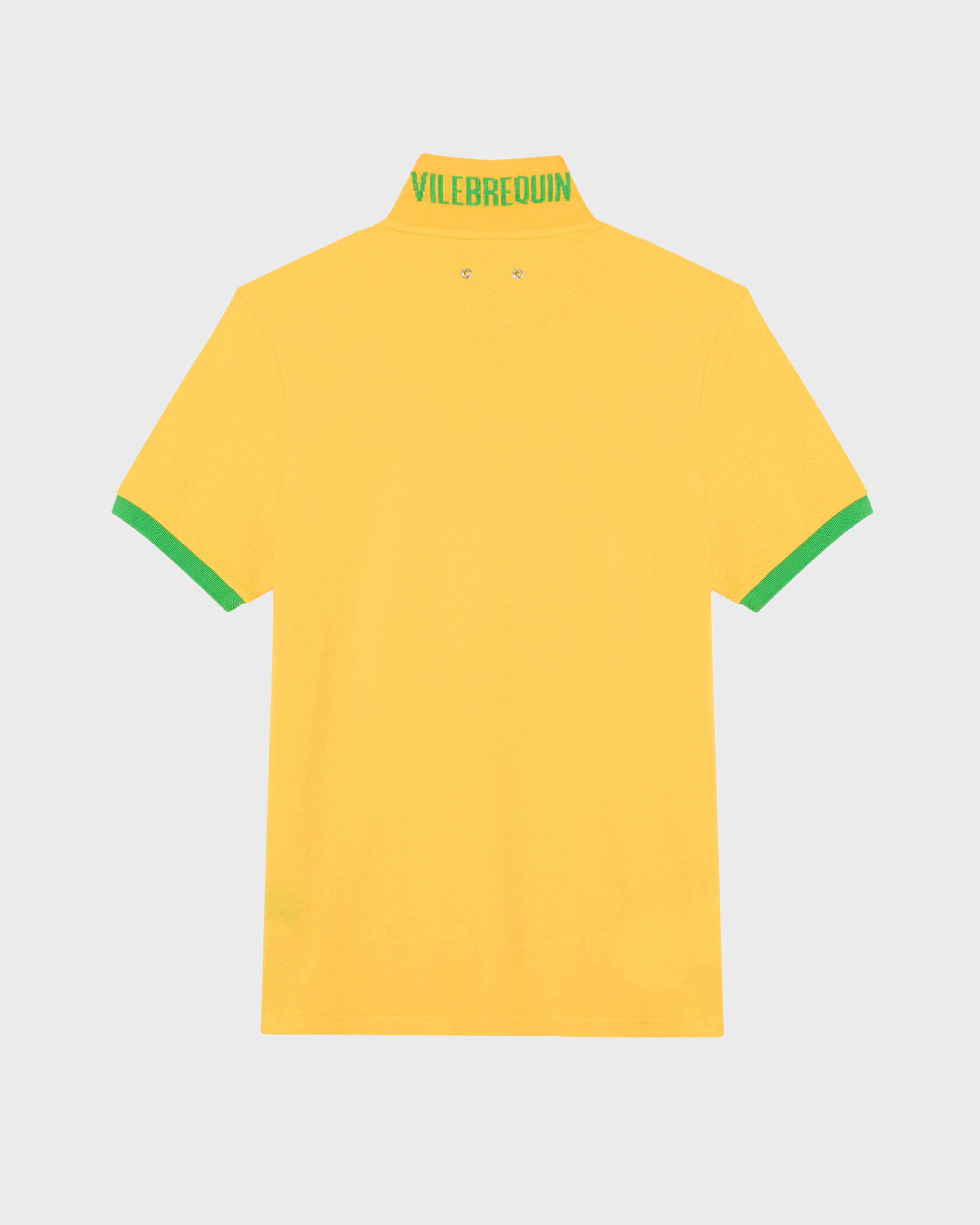 Men Cotton Pique Polo Shirt Solid CORN back view