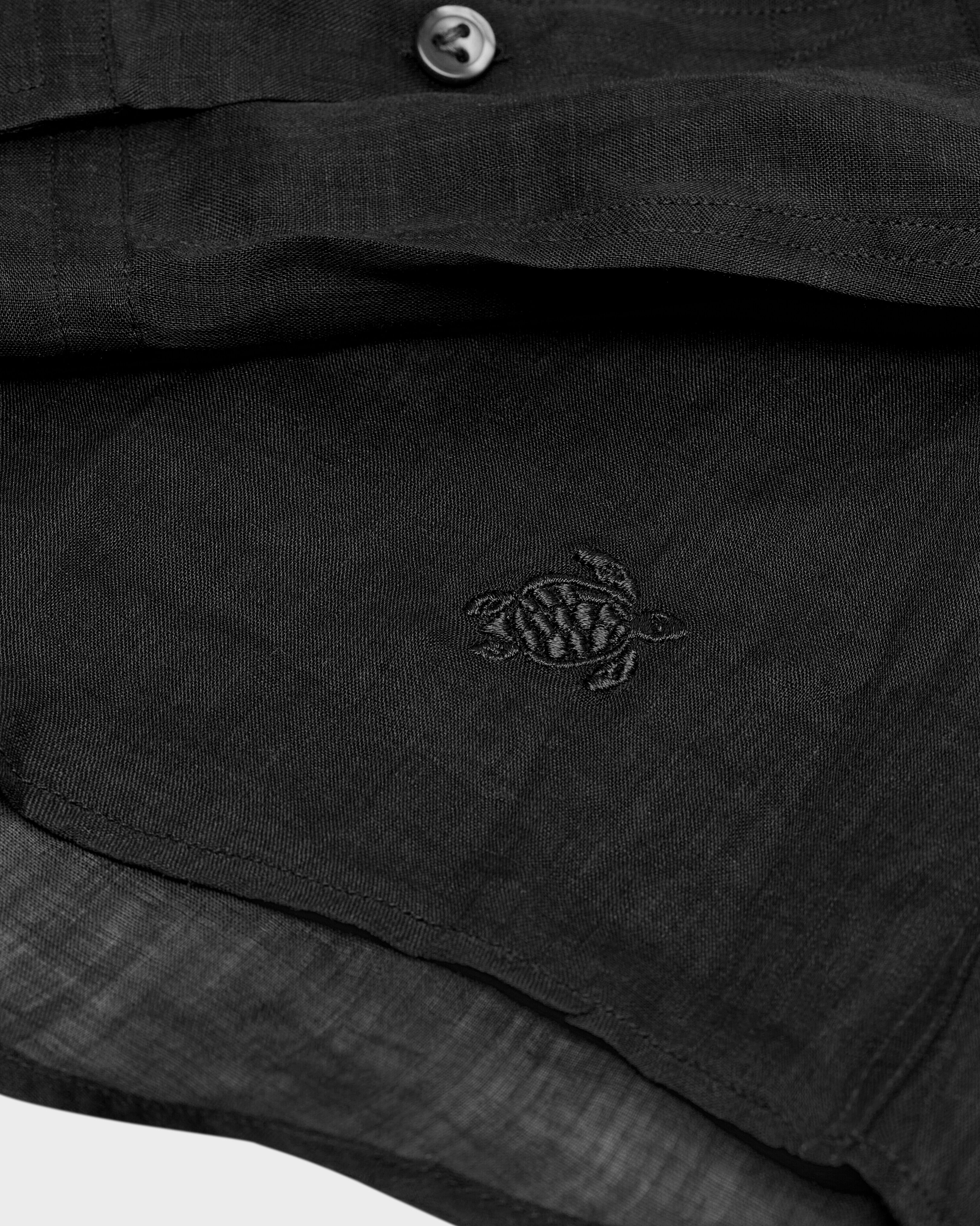 Camisa de ramio de color liso para hombre NEGRO look1 view