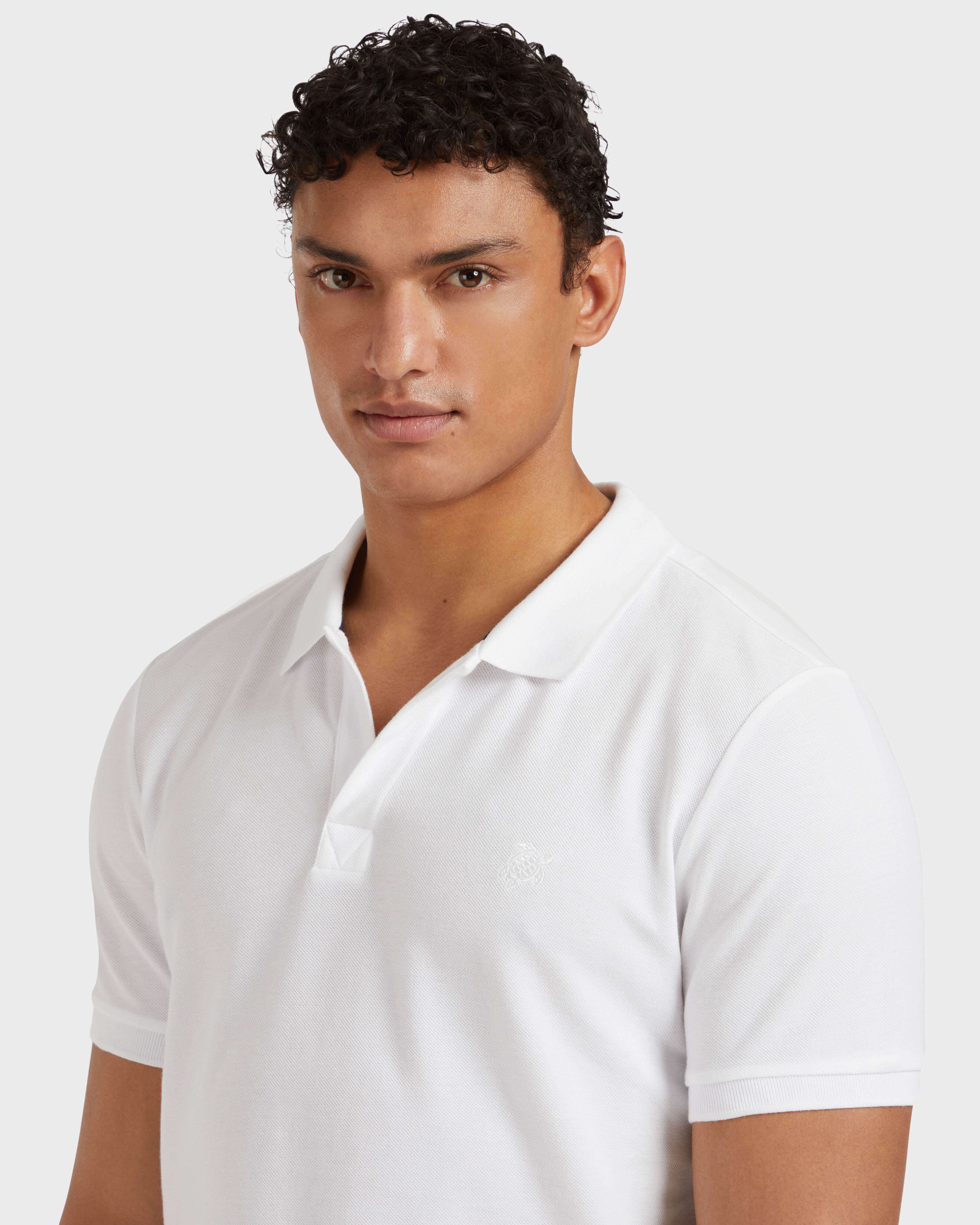 Men Organic Cotton Pique Polo Shirt Solid WHITE supp2 view