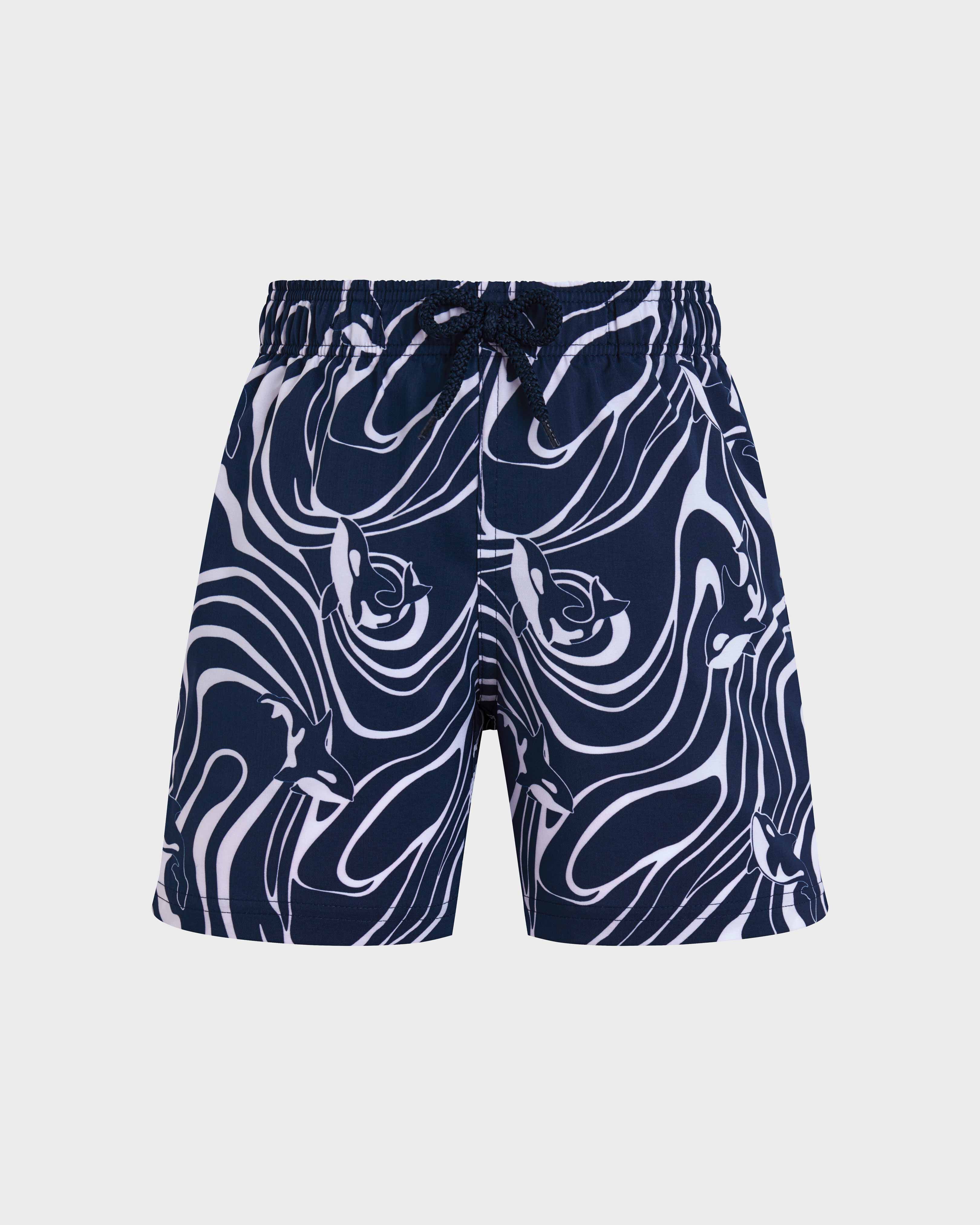 Maillot de bain stretch garçon Orcas BLEU MARINE front view