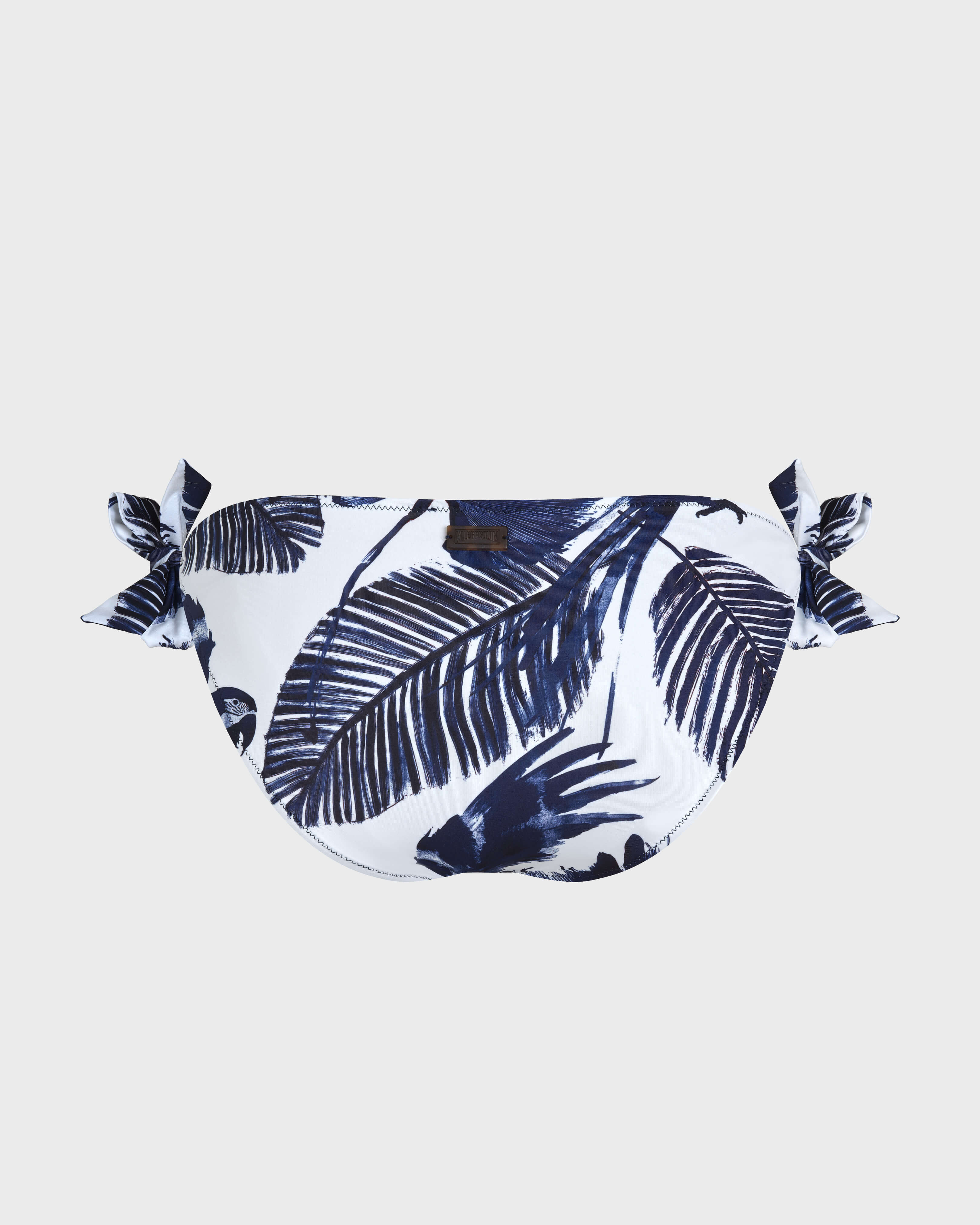 Braguita de bikini con tiras laterales de atar y estampado Papagaio para mujer BLANCO back view