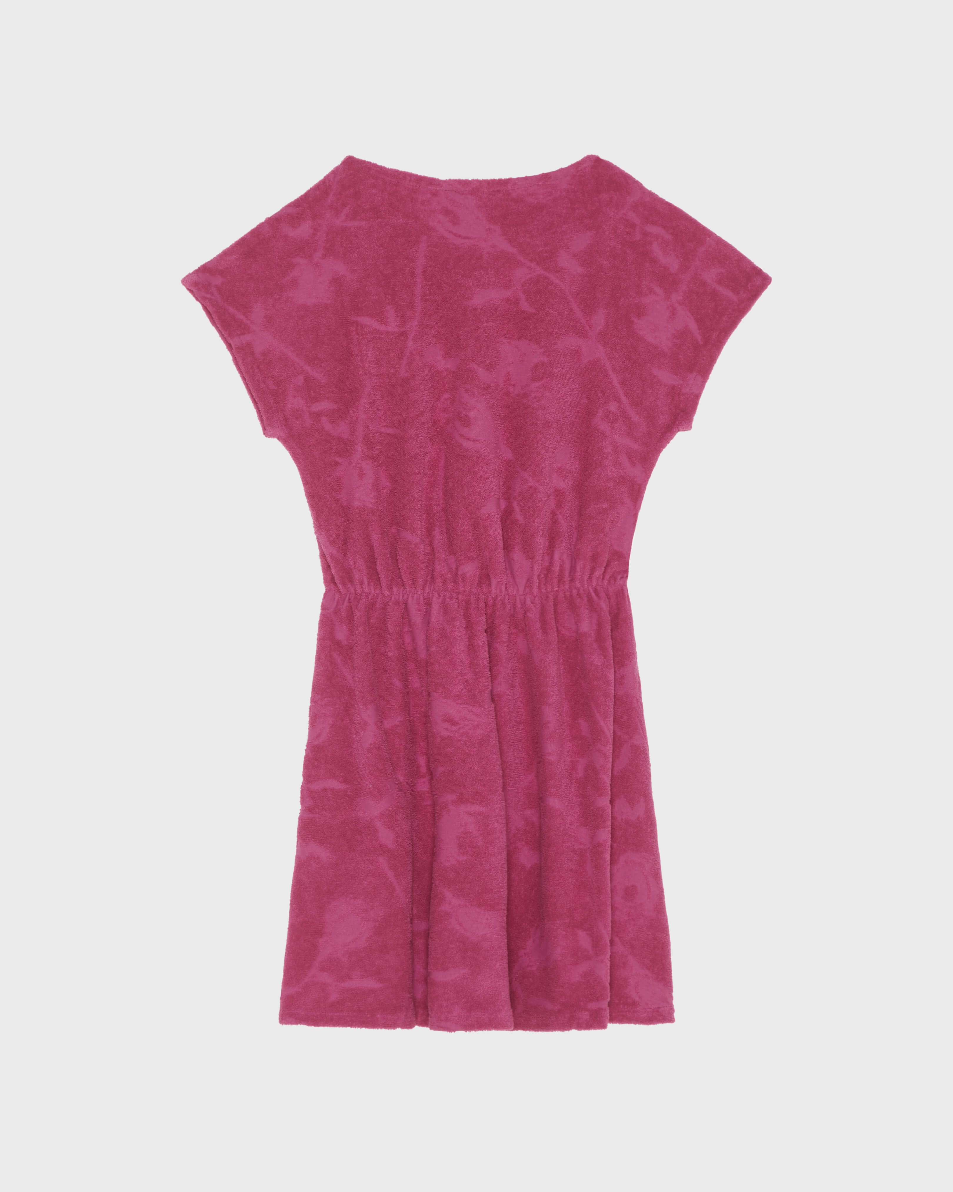 Vestido en tejido terry con motivo jacquard Roses para niña MORADO back view