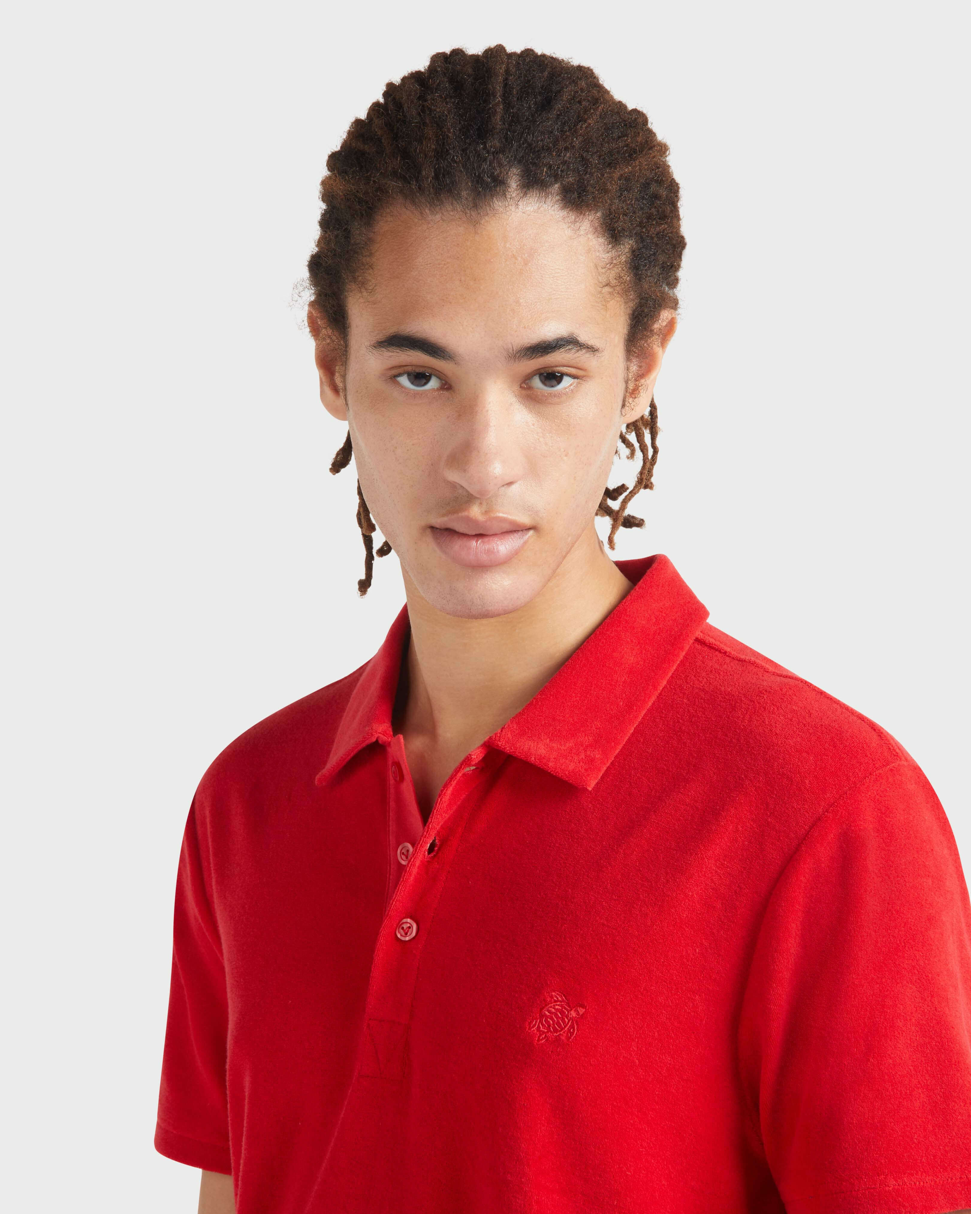 Men Terry Polo Shirt Solid LIPSTICK supp2 view