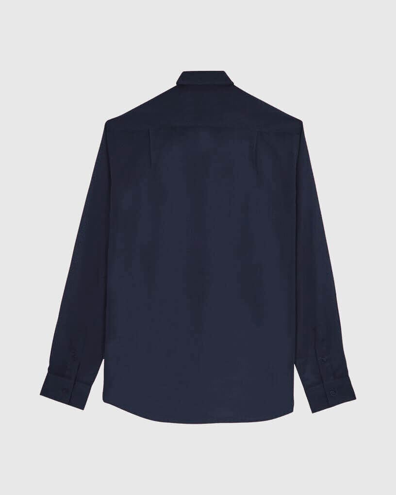 Cotton Voile Lightweight Shirt Solid NAVY back view