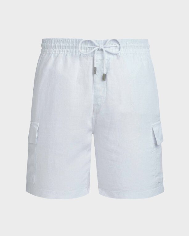 Vilebrequin - Men Linen Bermuda Shorts Cargo Pockets - Bermuda - Baie - White - Size M