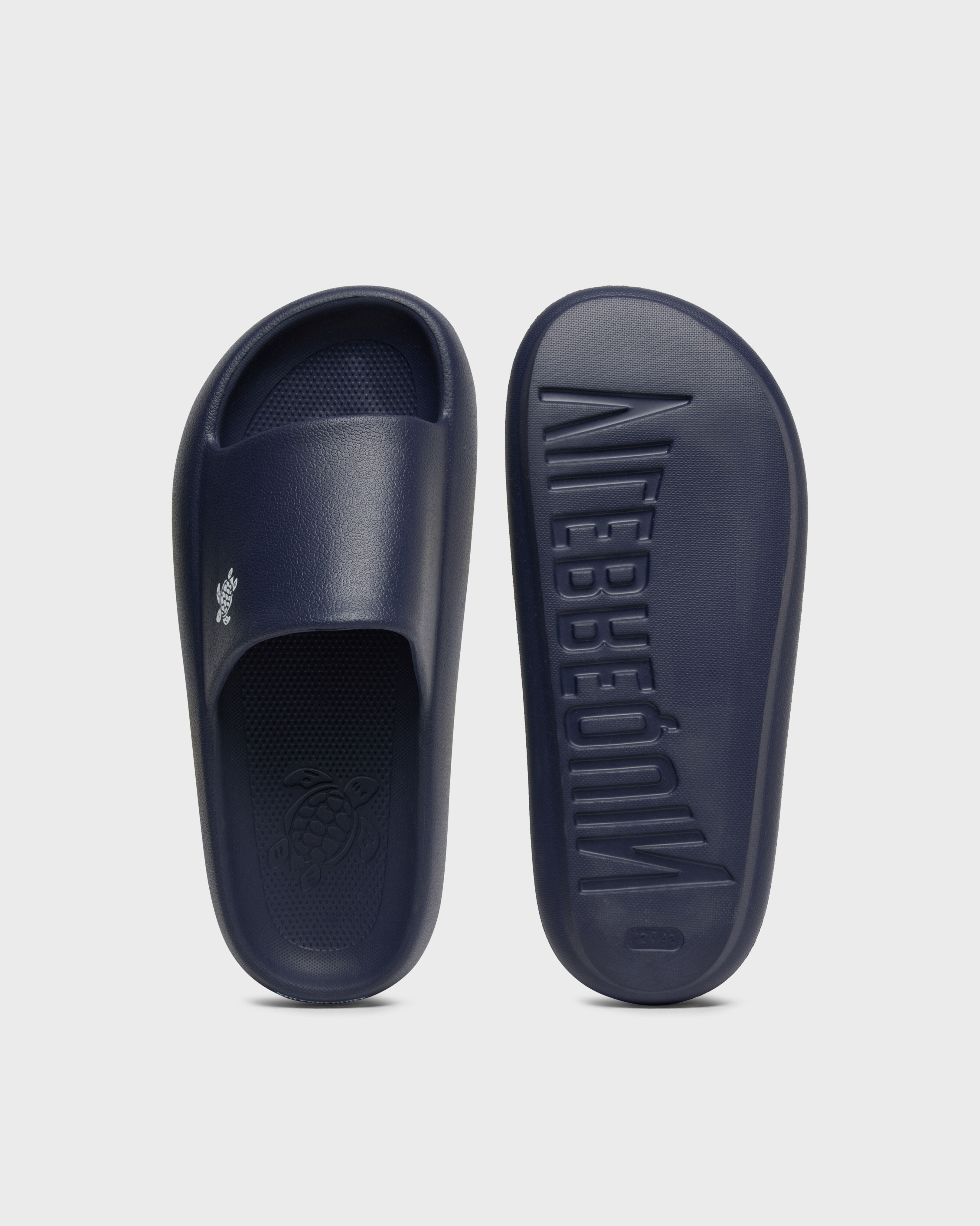 Men Beach Sliders Solid NAVY front view