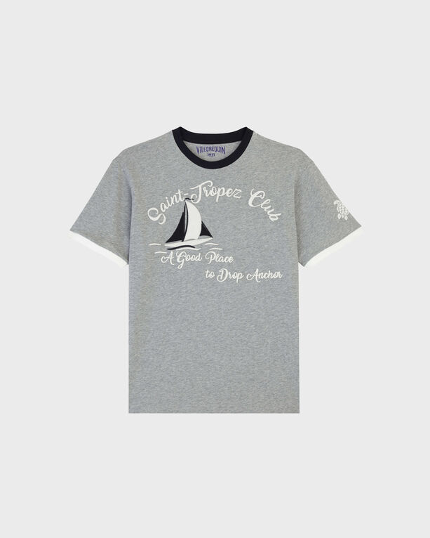 Vilebrequin - Men Cotton T-shirt Yarn Dye Sail - Tee Shirt - Portisol - Grey - Size M