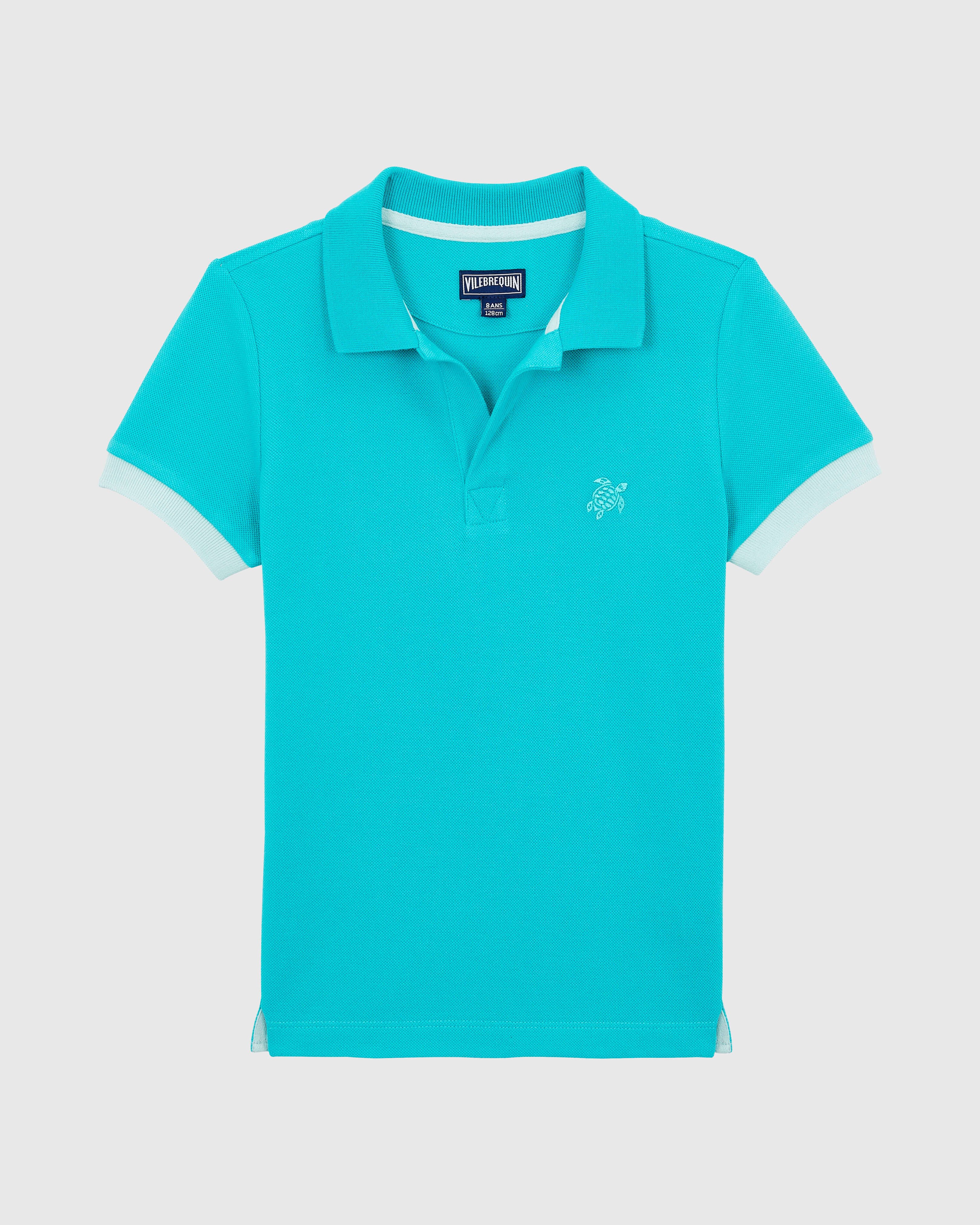 Boys Organic Cotton Polo Solid DISCO GREEN front view