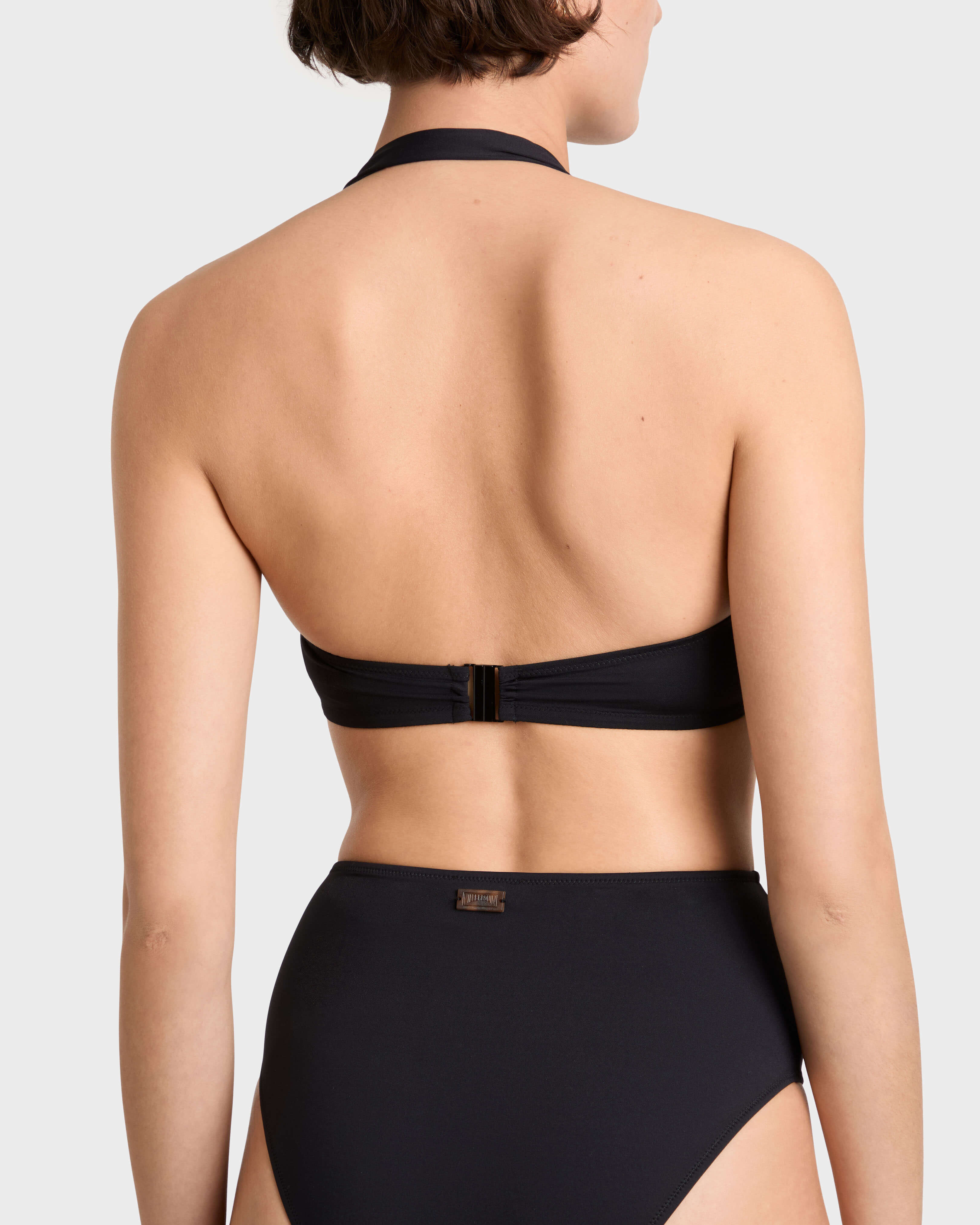 Women Graphic Neckline Bikini Top Solid BLACK supp1 view