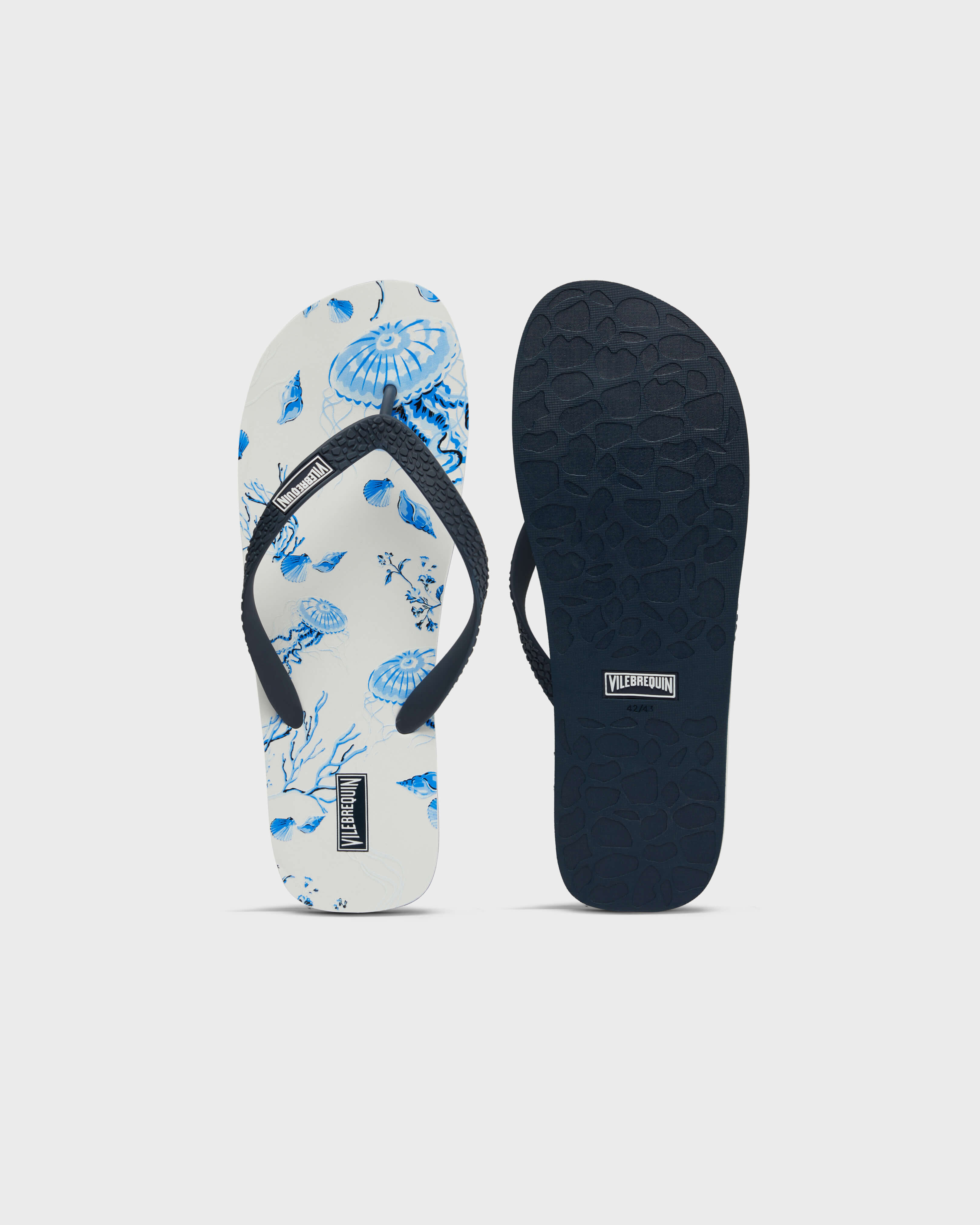 Men Flip Flops Medusa and Shells WHITE front view